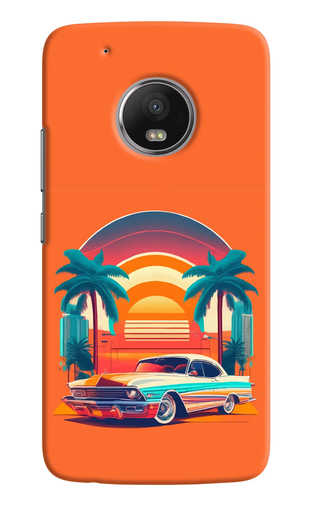 Palm Drive 80s Moto G5 plus Back Cover - Palm Drive 80s Moto G5 plus Hard Case Back Cover by Casekaro Palm Drive 80s Moto G5 plus Hard Case Back Cover by Casekaro