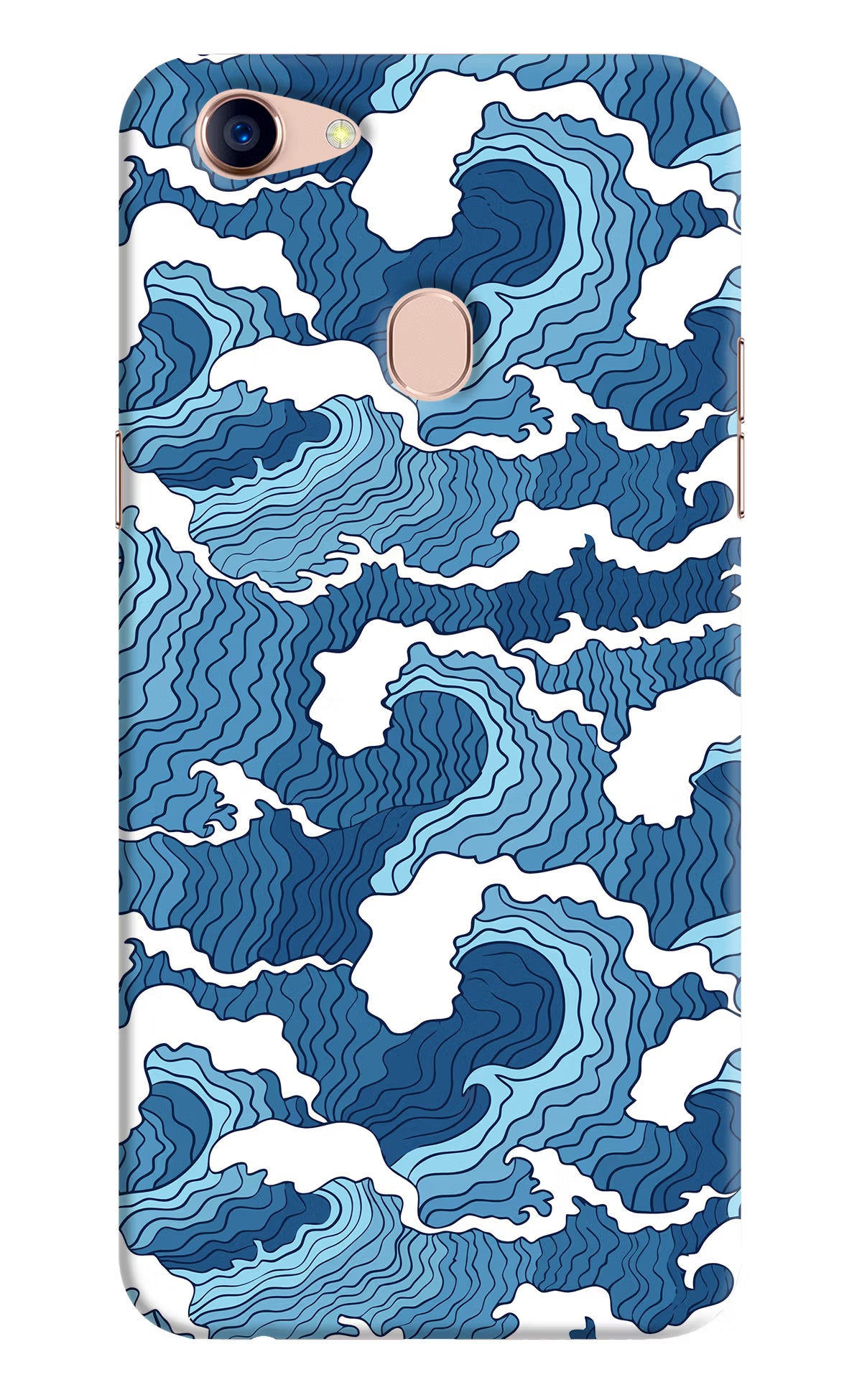 Blue Waves Oppo F5 Back Cover - Blue Waves Oppo F5 Hard Case Back Cover by Casekaro Blue Waves Oppo F5 Hard Case Back Cover by Casekaro
