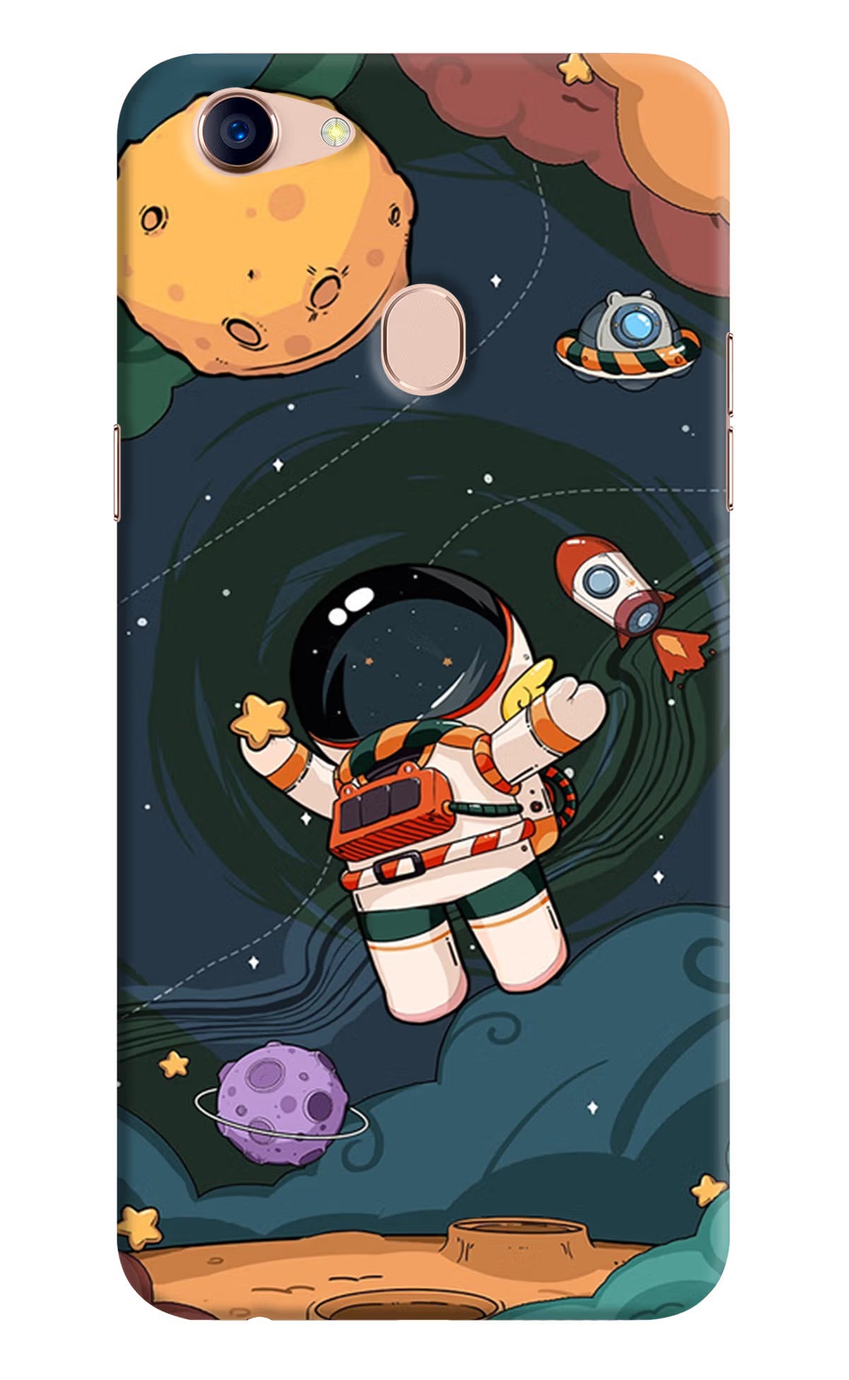 Cartoon Astronaut Oppo F5 Back Cover - Cartoon Astronaut Oppo F5 Hard Case Back Cover by Casekaro Cartoon Astronaut Oppo F5 Hard Case Back Cover by Casekaro