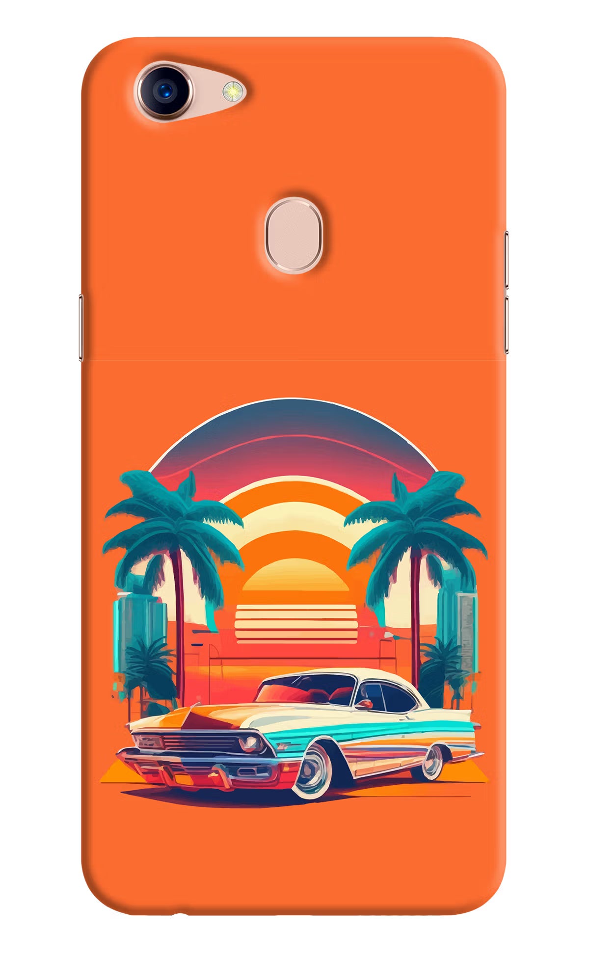 Palm Drive 80s Oppo F5 Back Cover - Palm Drive 80s Oppo F5 Hard Case Back Cover by Casekaro Palm Drive 80s Oppo F5 Hard Case Back Cover by Casekaro