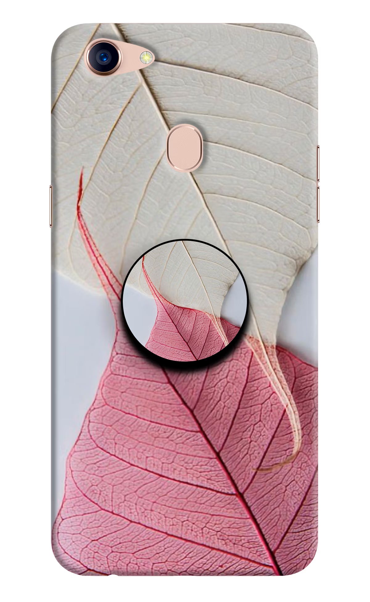 White Pink Leaf Oppo F5 Pop Case - White Pink Leaf Oppo F5 Pop Case by Casekaro White Pink Leaf Oppo F5 Pop Case by Casekaro