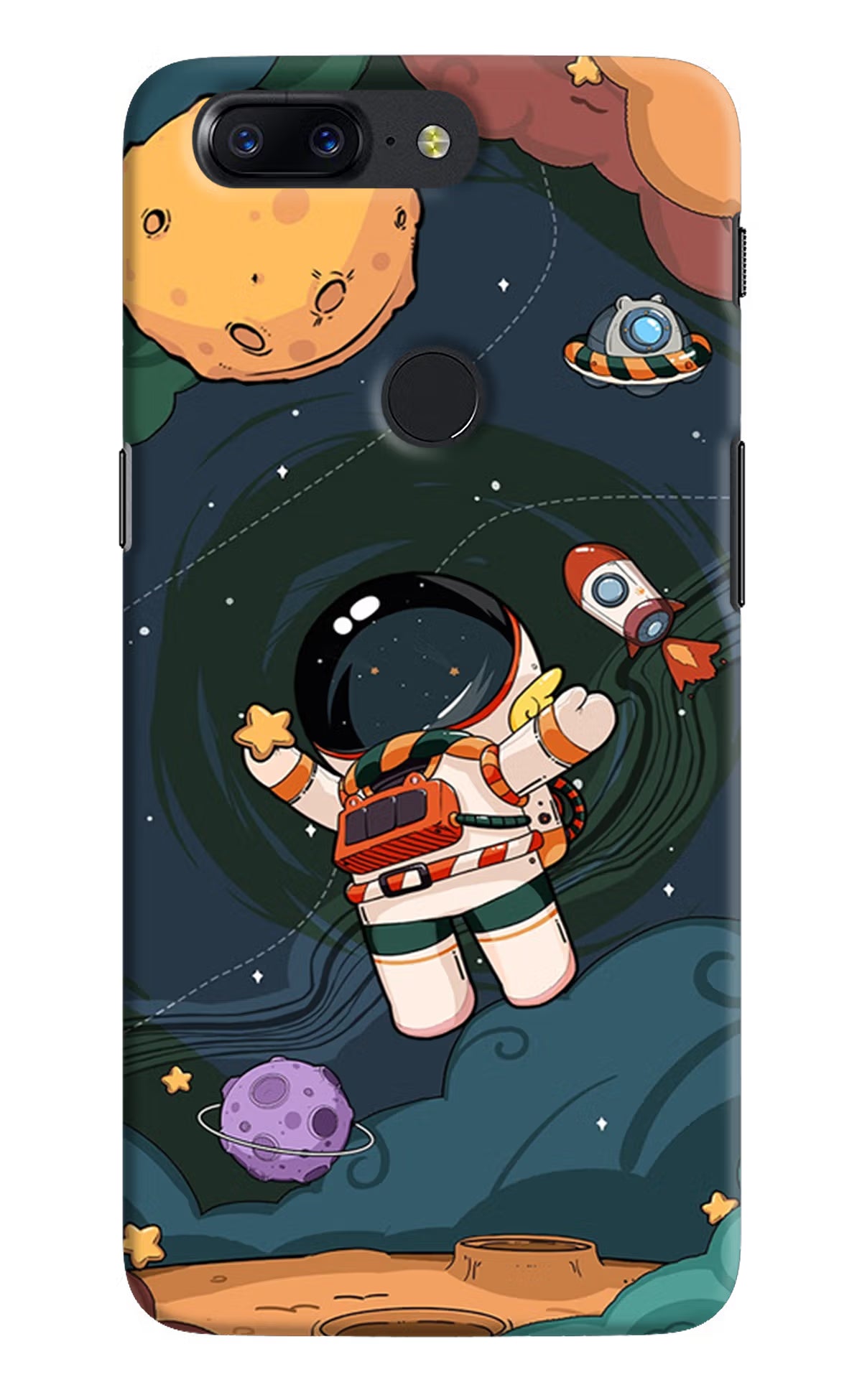 Cartoon Astronaut Oneplus 5T Back Cover - Cartoon Astronaut Oneplus 5T Hard Case Back Cover by Casekaro Cartoon Astronaut Oneplus 5T Hard Case Back Cover by Casekaro