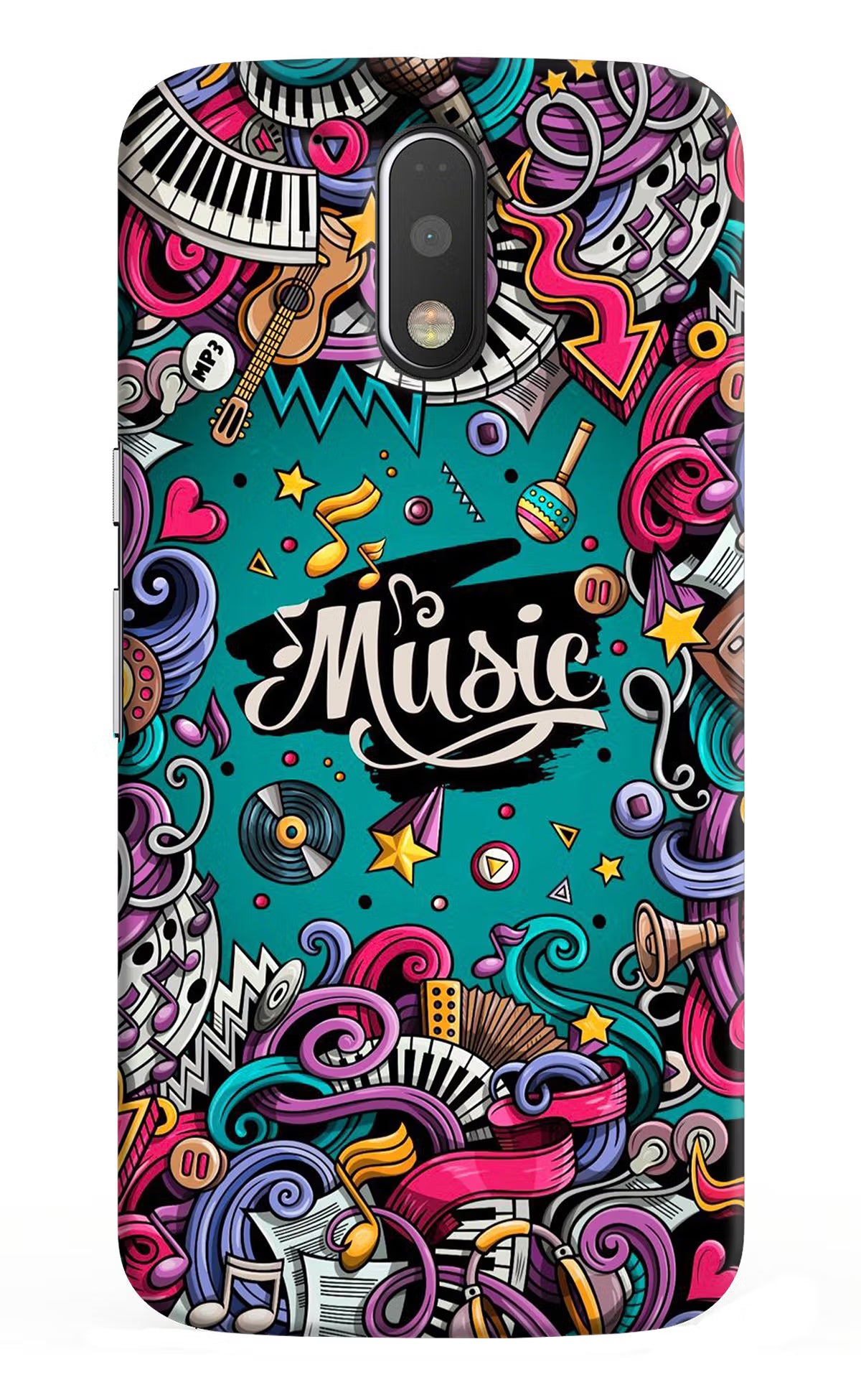 Music Graffiti Moto G4/G4 plus Back Cover - Music Graffiti Moto G4/G4 plus Hard Case Back Cover by Casekaro Music Graffiti Moto G4/G4 plus Hard Case Back Cover by Casekaro