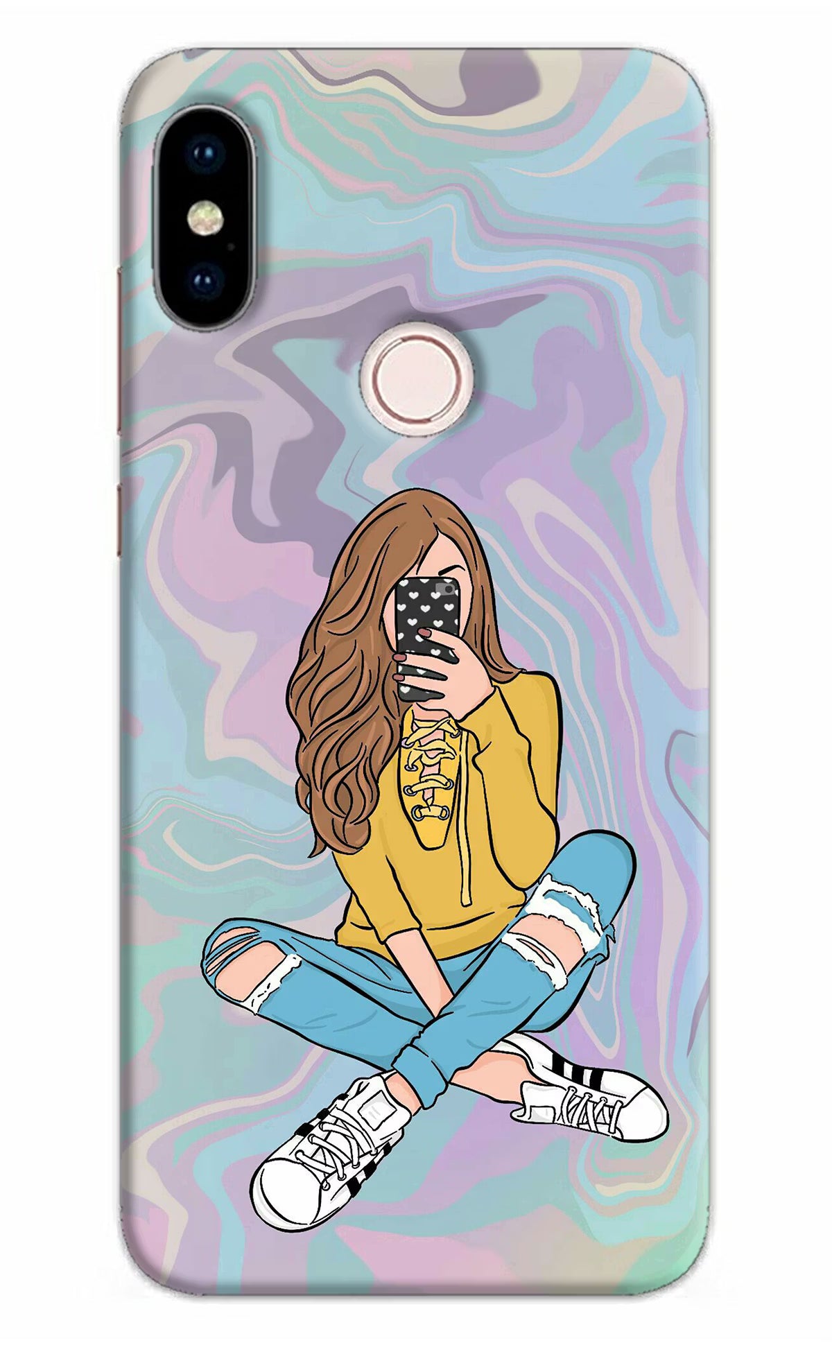 Selfie Girl Redmi Note 5 Pro Back Cover - Selfie Girl Redmi Note 5 Pro Hard Case Back Cover by Casekaro Selfie Girl Redmi Note 5 Pro Hard Case Back Cover by Casekaro