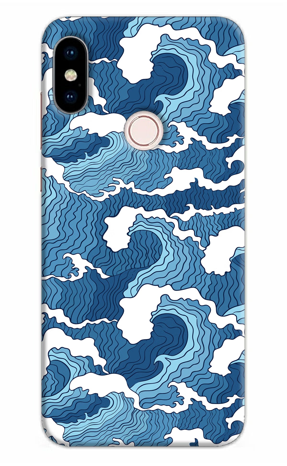 Blue Waves Redmi Note 5 Pro Back Cover - Blue Waves Redmi Note 5 Pro Hard Case Back Cover by Casekaro Blue Waves Redmi Note 5 Pro Hard Case Back Cover by Casekaro