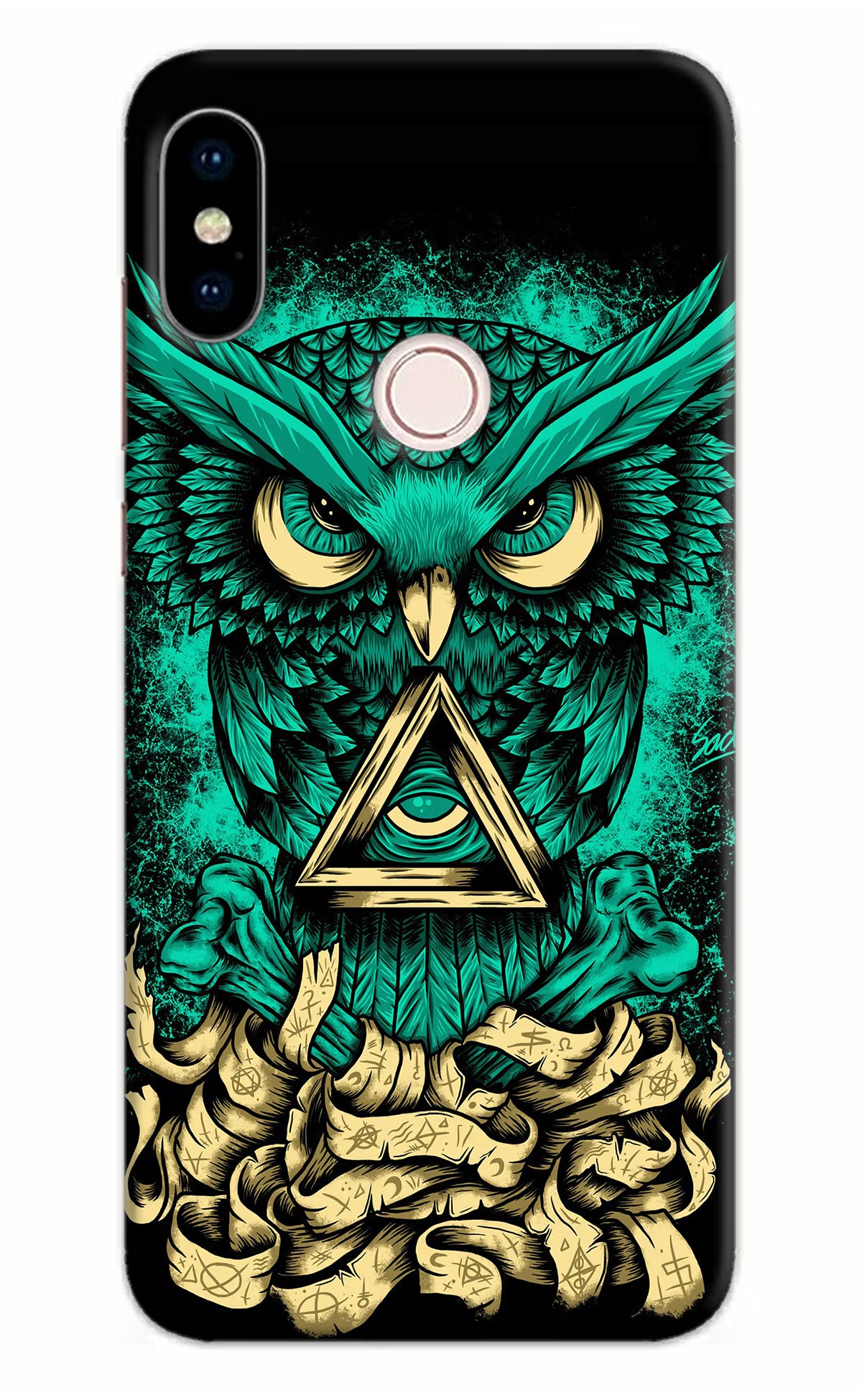 Green Owl Redmi Note 5 Pro Back Cover - Green Owl Redmi Note 5 Pro Hard Case Back Cover by Casekaro Green Owl Redmi Note 5 Pro Hard Case Back Cover by Casekaro