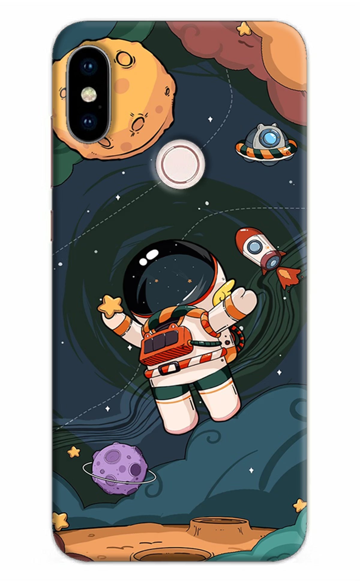 Cartoon Astronaut Redmi Note 5 Pro Back Cover - Cartoon Astronaut Redmi Note 5 Pro Hard Case Back Cover by Casekaro Cartoon Astronaut Redmi Note 5 Pro Hard Case Back Cover by Casekaro