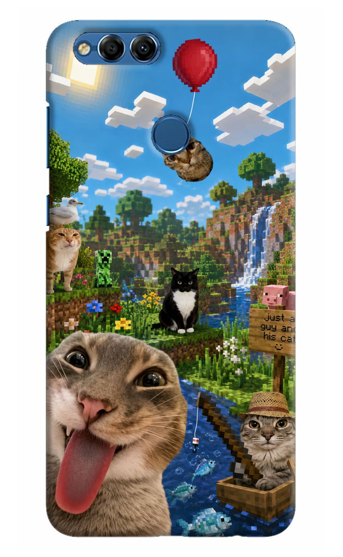 Minecraft Cat Chaos Honor 7X Back Cover - Minecraft Cat Chaos Honor 7X Back Cover Minecraft Cat Chaos Honor 7X Back Cover