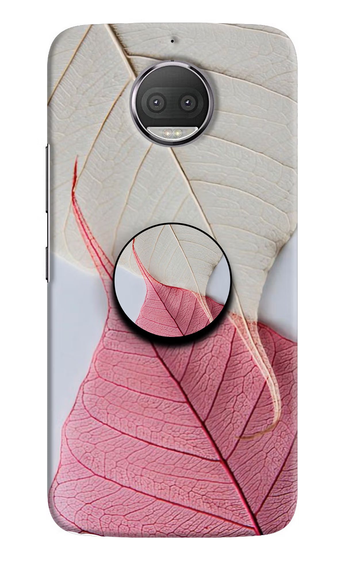 White Pink Leaf Moto G5S plus Pop Case - White Pink Leaf Moto G5S plus Pop Case by Casekaro White Pink Leaf Moto G5S plus Pop Case by Casekaro