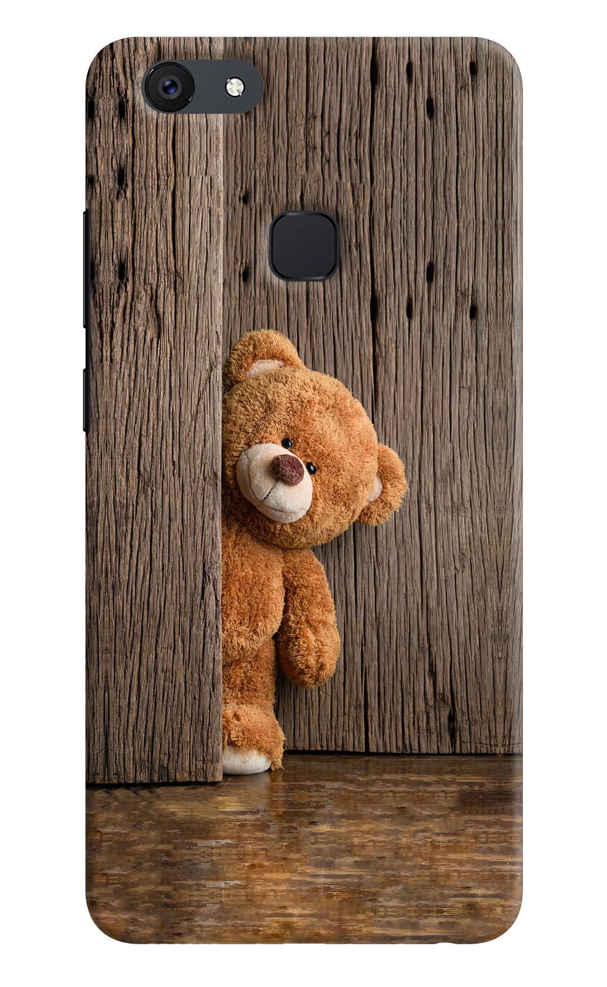 Teddy Wooden Vivo V7 plus Back Cover - Teddy Wooden Vivo V7 plus Hard Case Back Cover by Casekaro Teddy Wooden Vivo V7 plus Hard Case Back Cover by Casekaro