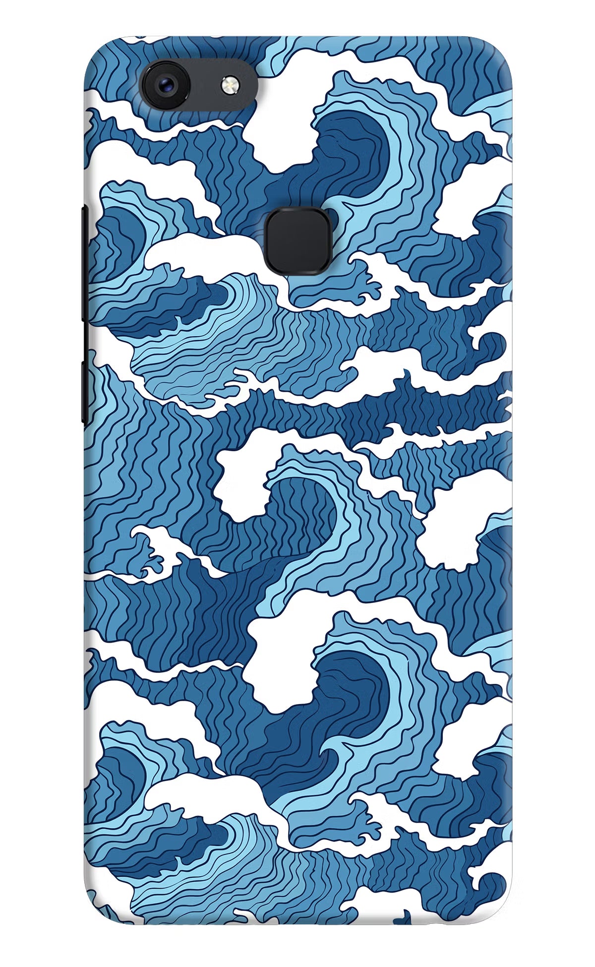 Blue Waves Vivo V7 plus Back Cover - Blue Waves Vivo V7 plus Hard Case Back Cover by Casekaro Blue Waves Vivo V7 plus Hard Case Back Cover by Casekaro