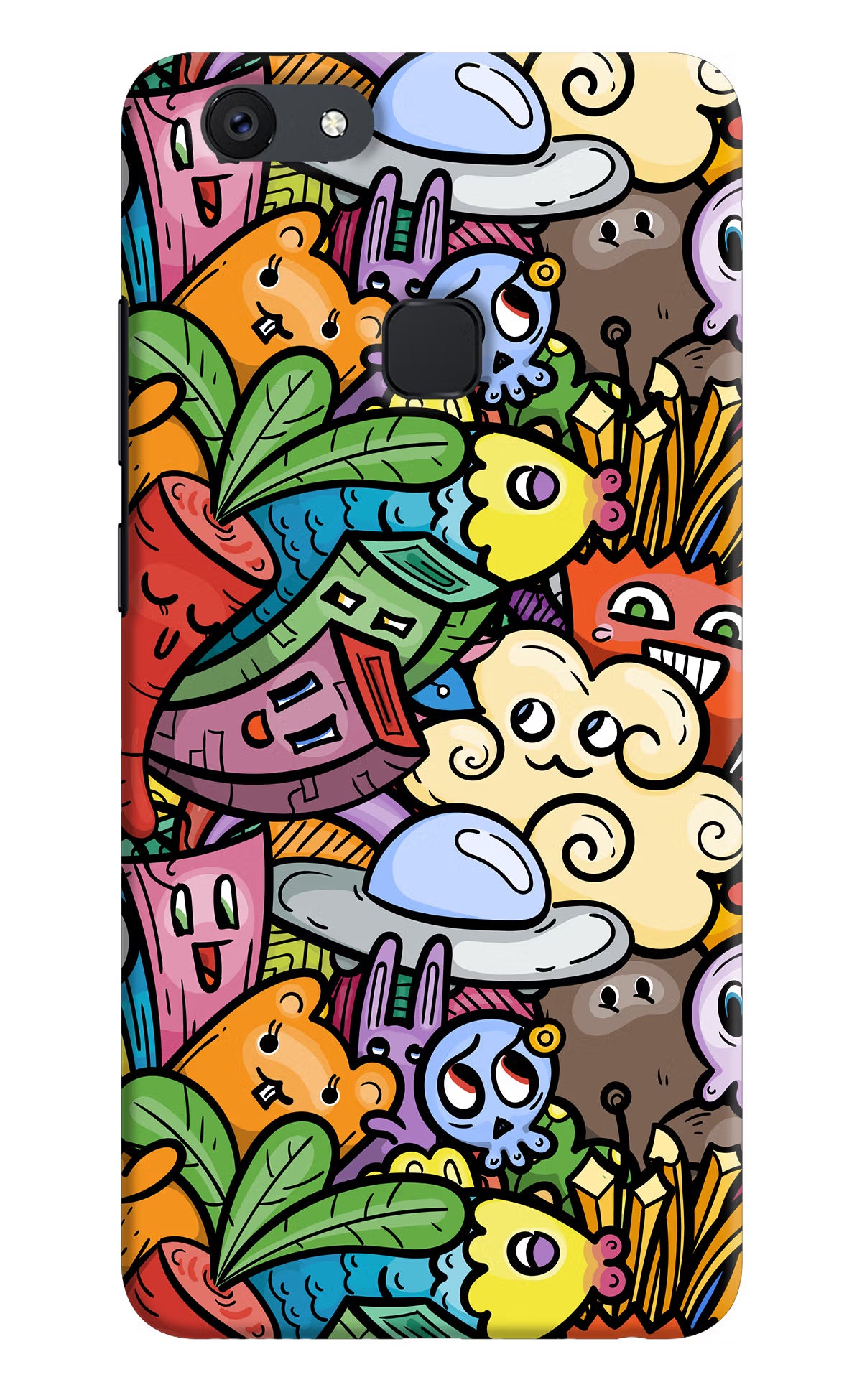 Veggie Doodle Vivo V7 plus Back Cover - Veggie Doodle Vivo V7 plus Hard Case Back Cover by Casekaro Veggie Doodle Vivo V7 plus Hard Case Back Cover by Casekaro