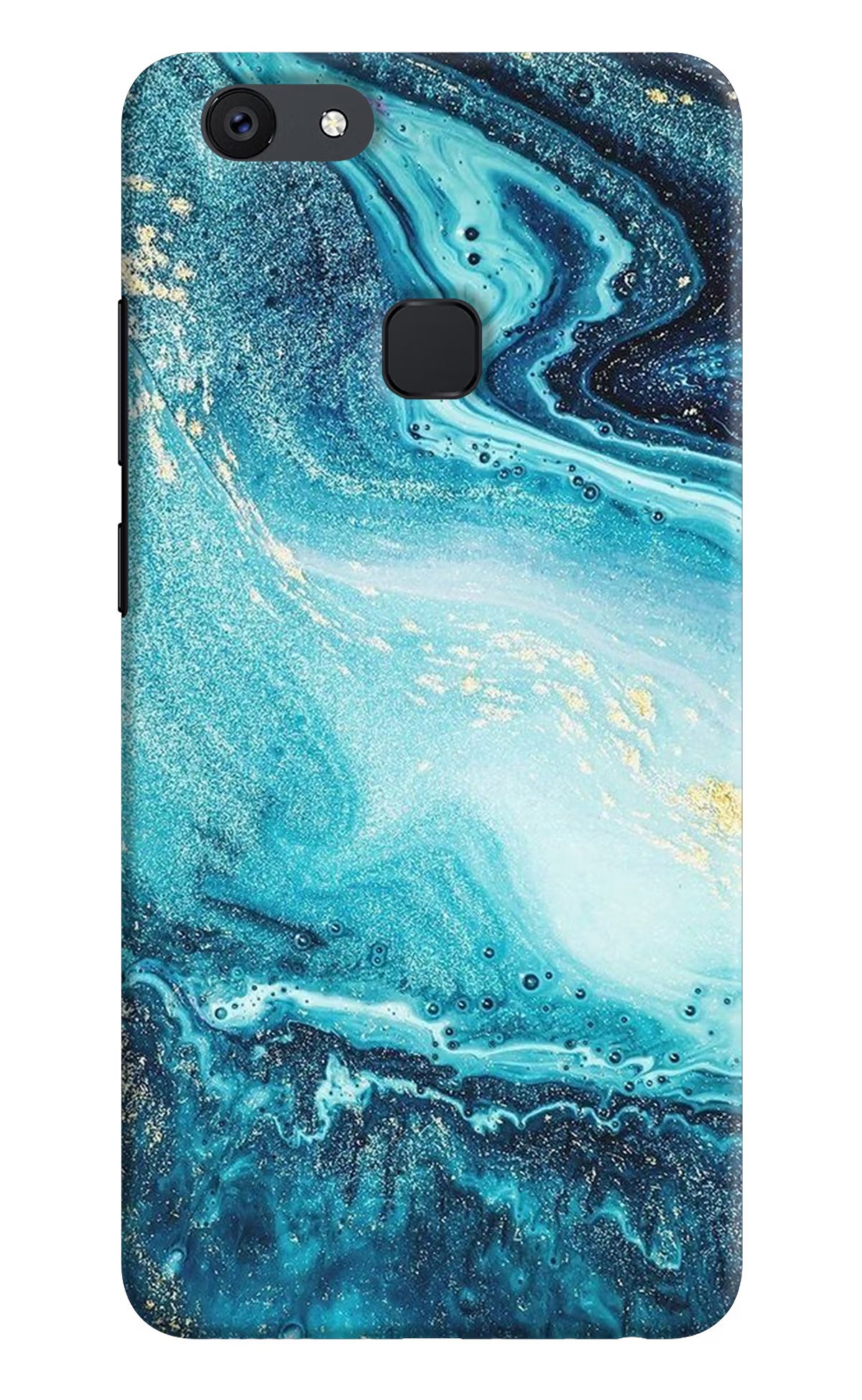 Blue Glitter Marble Vivo V7 plus Back Cover - Blue Glitter Marble Vivo V7 plus Hard Case Back Cover by Casekaro Blue Glitter Marble Vivo V7 plus Hard Case Back Cover by Casekaro