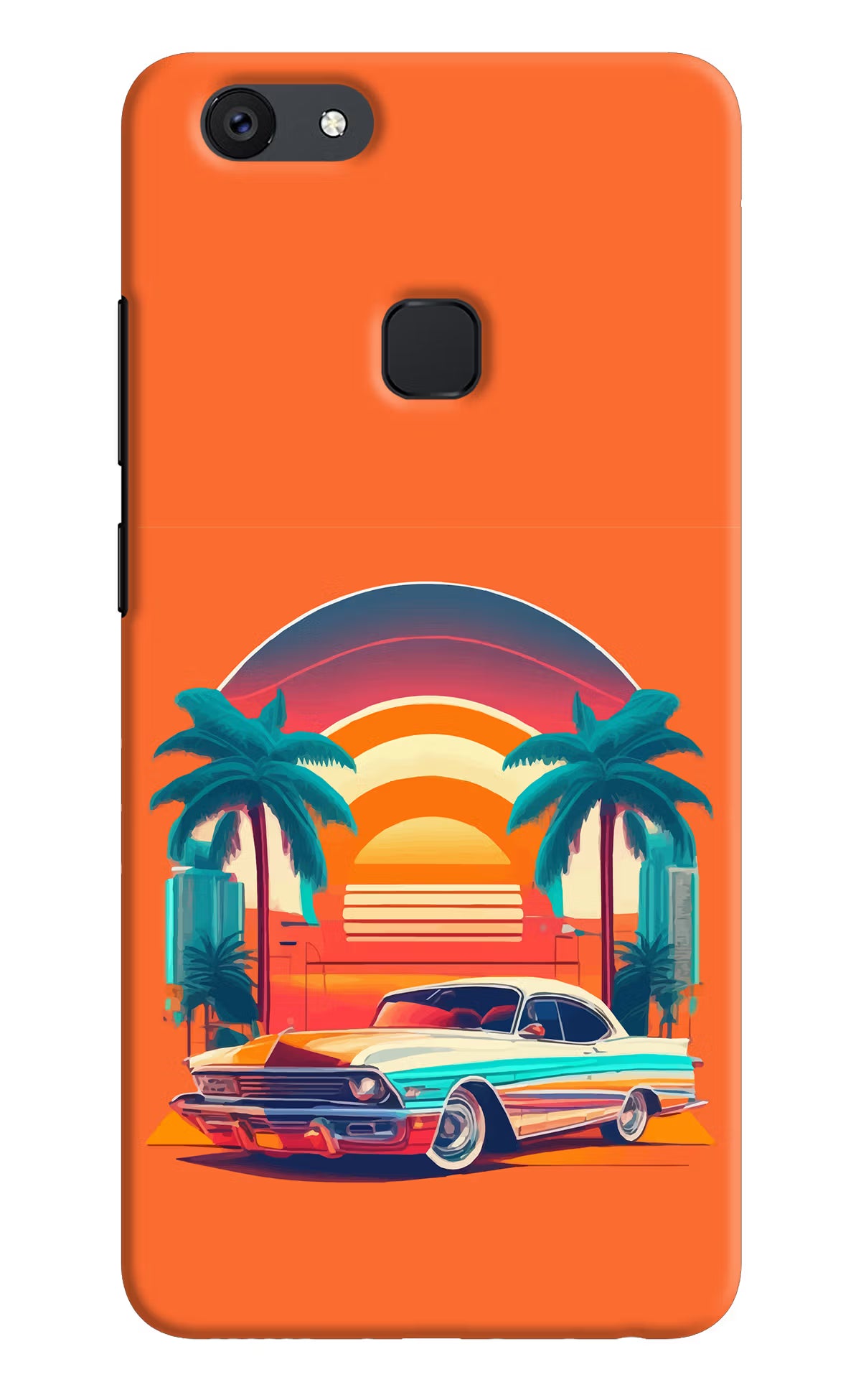 Palm Drive 80s Vivo V7 plus Back Cover - Palm Drive 80s Vivo V7 plus Hard Case Back Cover by Casekaro Palm Drive 80s Vivo V7 plus Hard Case Back Cover by Casekaro