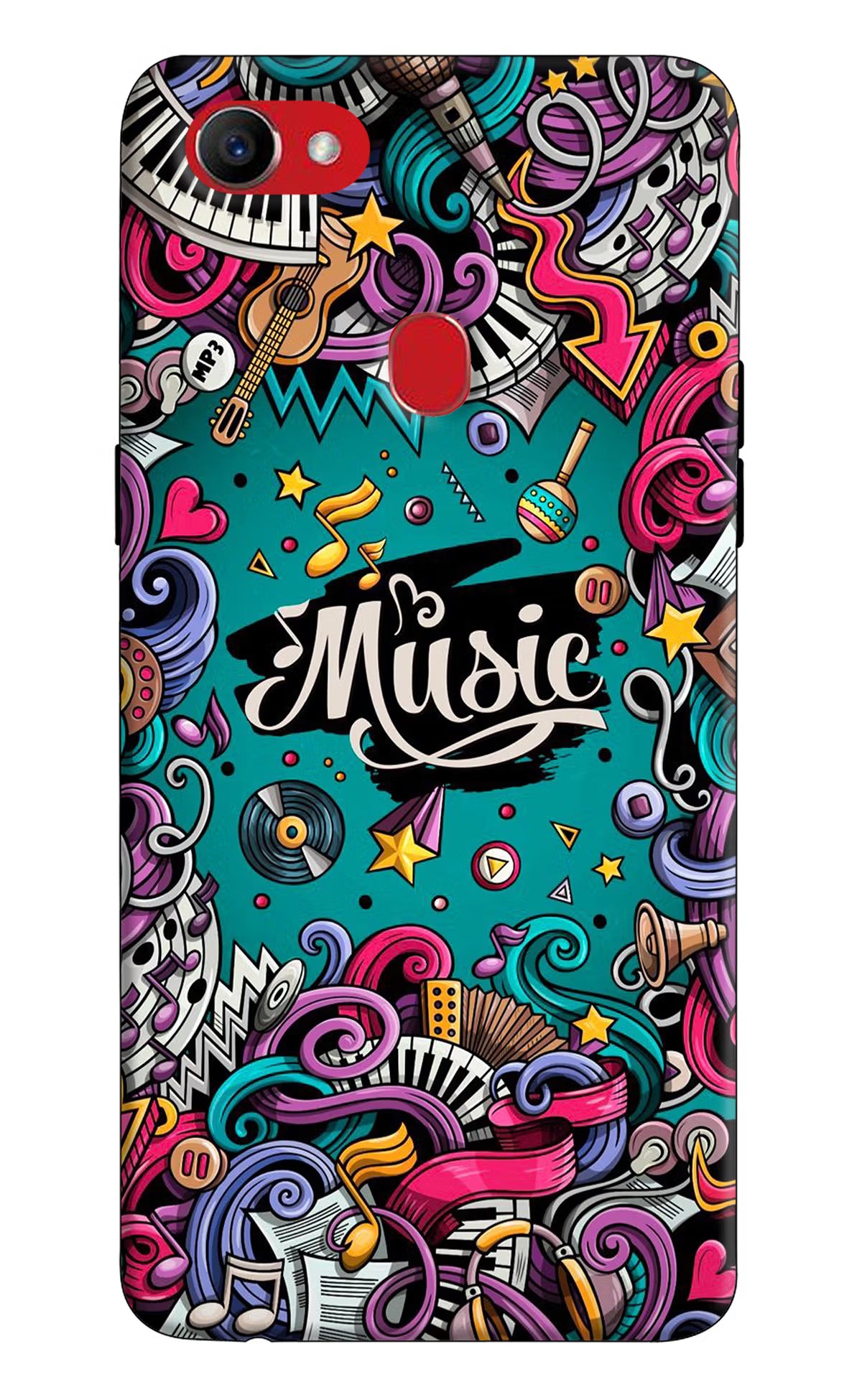 Music Graffiti Oppo F7 Back Cover - Music Graffiti Oppo F7 Hard Case Back Cover by Casekaro Music Graffiti Oppo F7 Hard Case Back Cover by Casekaro