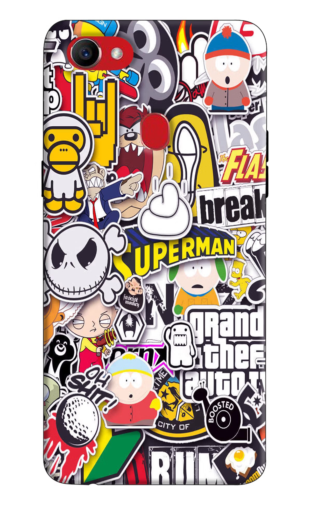Sticker Bomb Oppo F7 Back Cover - Sticker Bomb Oppo F7 Hard Case Back Cover by Casekaro Sticker Bomb Oppo F7 Hard Case Back Cover by Casekaro