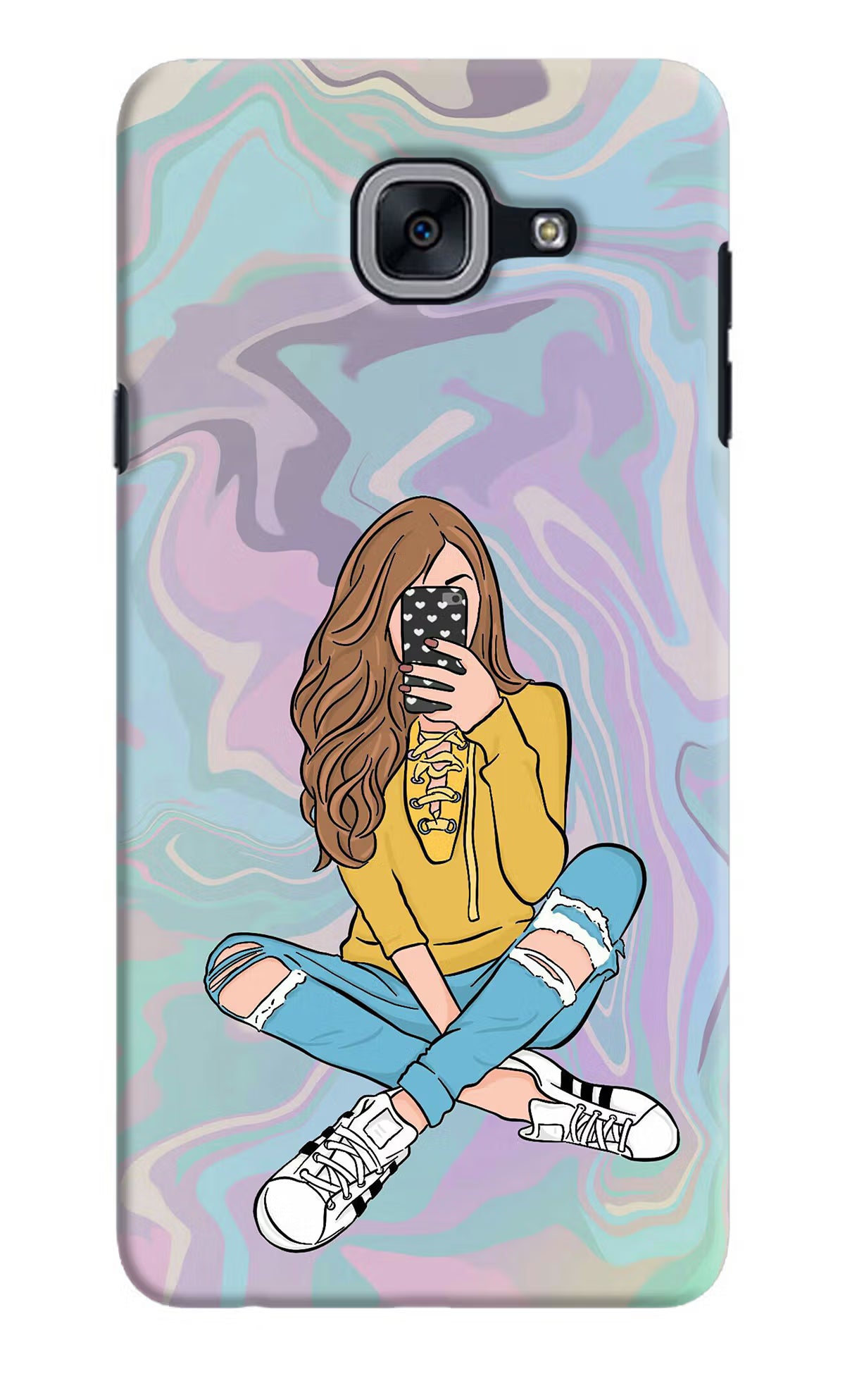 Selfie Girl Samsung J7 Max Back Cover - Selfie Girl Samsung J7 Max Hard Case Back Cover by Casekaro Selfie Girl Samsung J7 Max Hard Case Back Cover by Casekaro