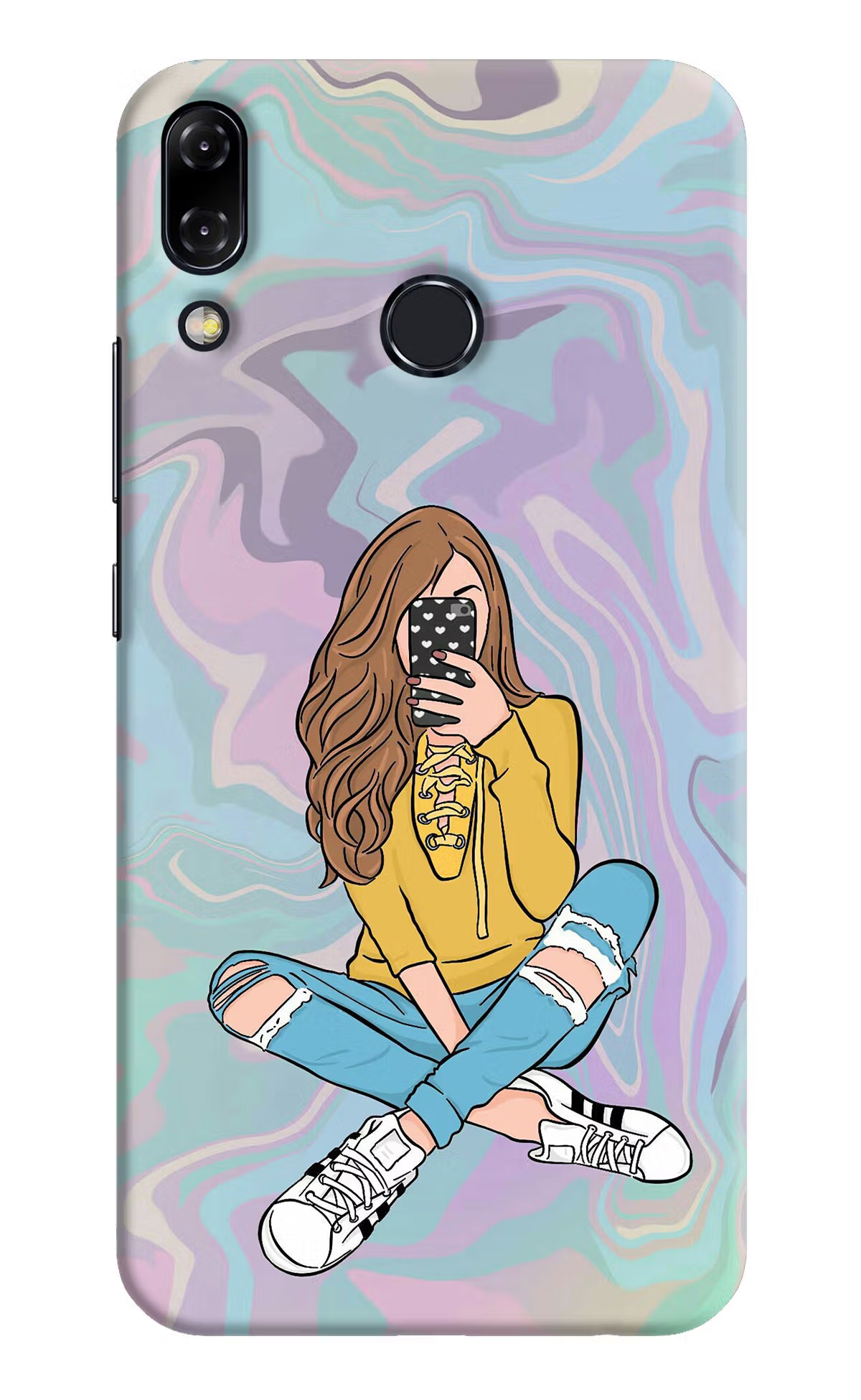 Selfie Girl Asus Zenfone 5Z Back Cover - Selfie Girl Asus Zenfone 5Z Hard Case Back Cover by Casekaro Selfie Girl Asus Zenfone 5Z Hard Case Back Cover by Casekaro