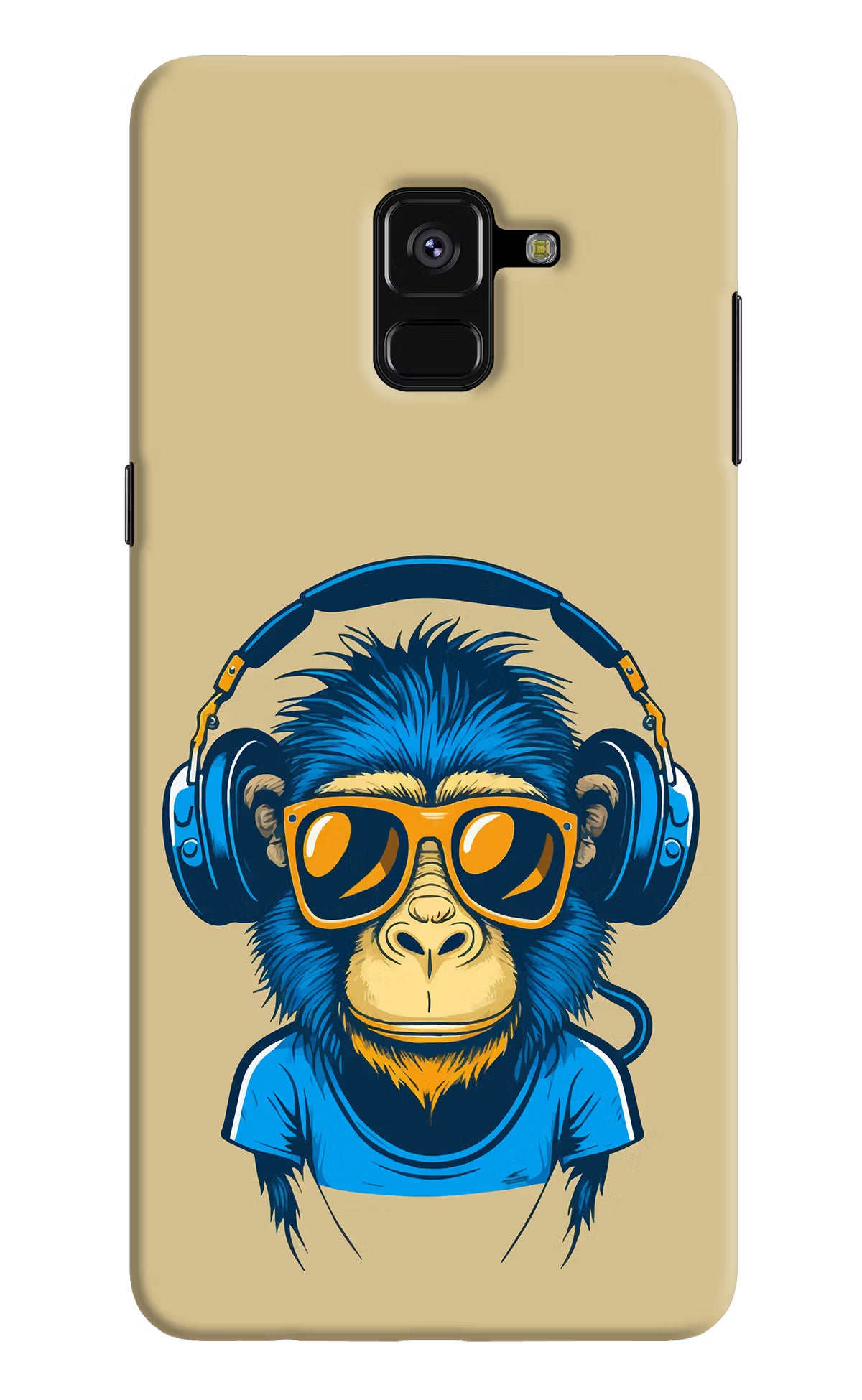 Monkey Headphone Samsung A8 plus Back Cover - Monkey Headphone Samsung A8 plus Hard Case Back Cover by Casekaro Monkey Headphone Samsung A8 plus Hard Case Back Cover by Casekaro