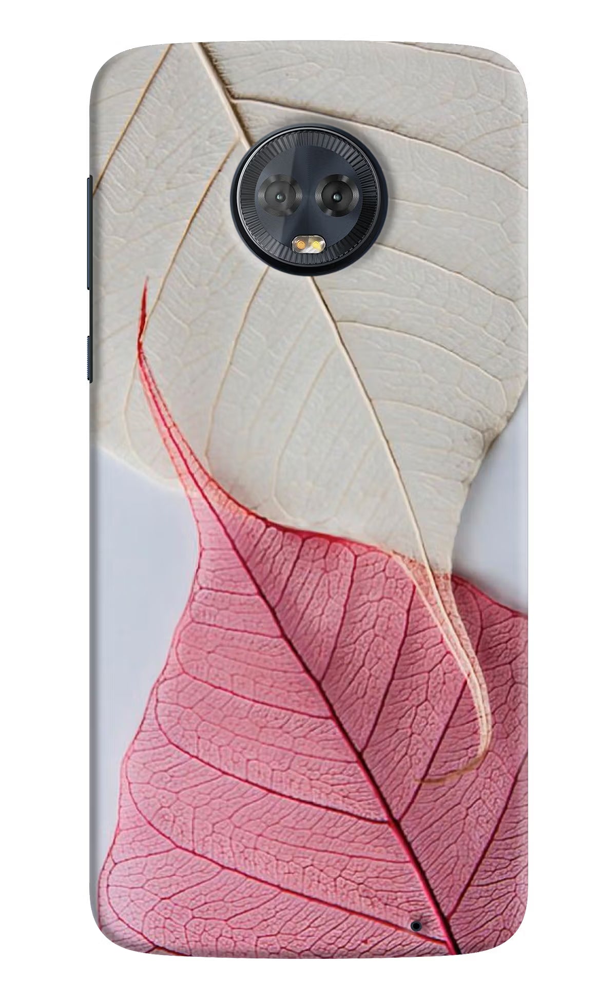 White Pink Leaf Moto G6 Back Cover - White Pink Leaf Moto G6 Hard Case Back Cover by Casekaro White Pink Leaf Moto G6 Hard Case Back Cover by Casekaro