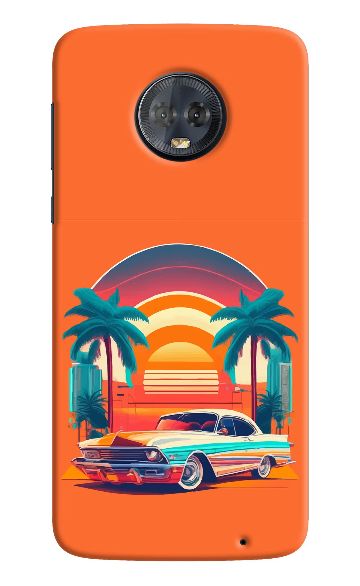 Palm Drive 80s Moto G6 Back Cover - Palm Drive 80s Moto G6 Hard Case Back Cover by Casekaro Palm Drive 80s Moto G6 Hard Case Back Cover by Casekaro