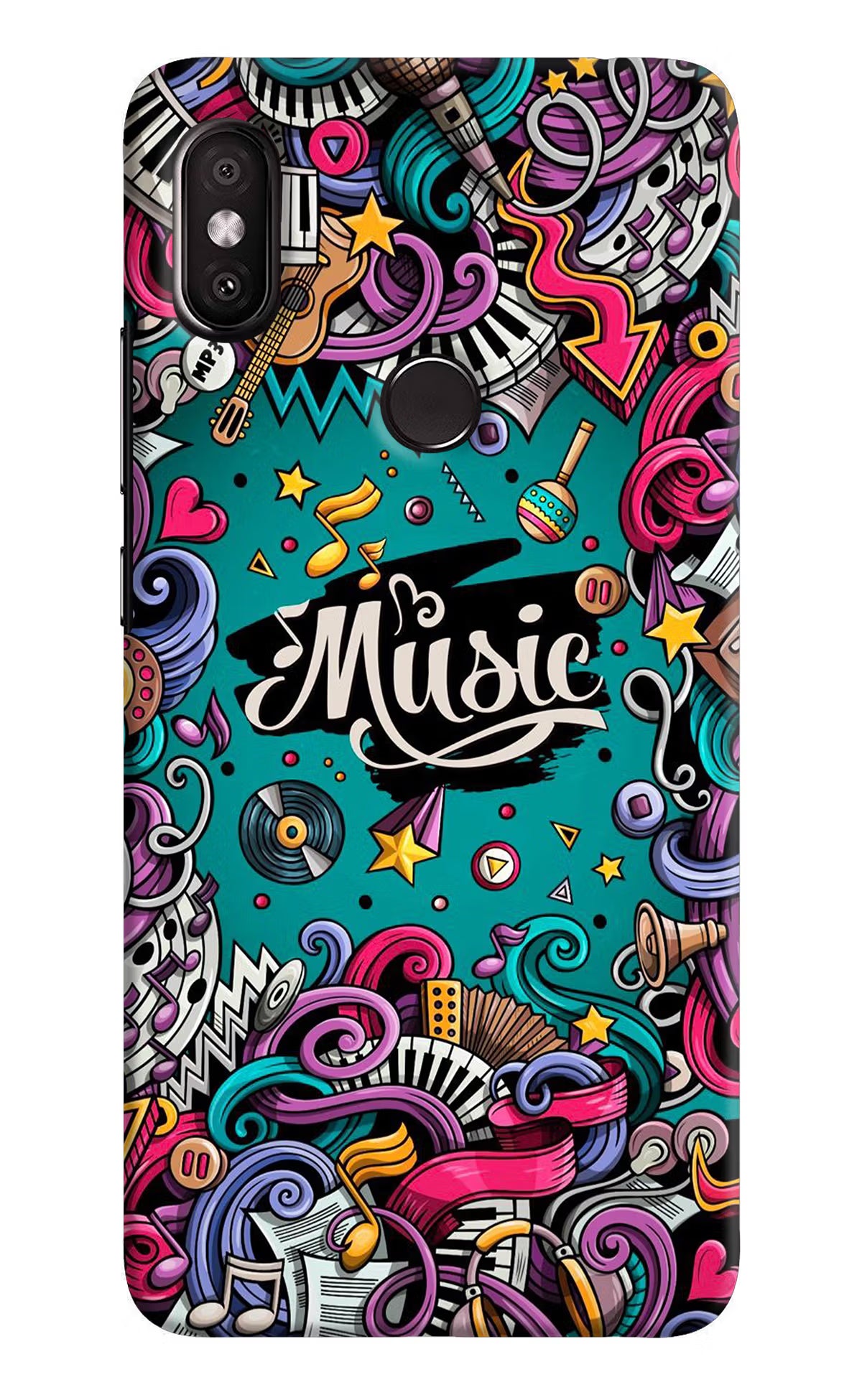 Music Graffiti Redmi Y2 Back Cover - Music Graffiti Redmi Y2 Hard Case Back Cover by Casekaro Music Graffiti Redmi Y2 Hard Case Back Cover by Casekaro