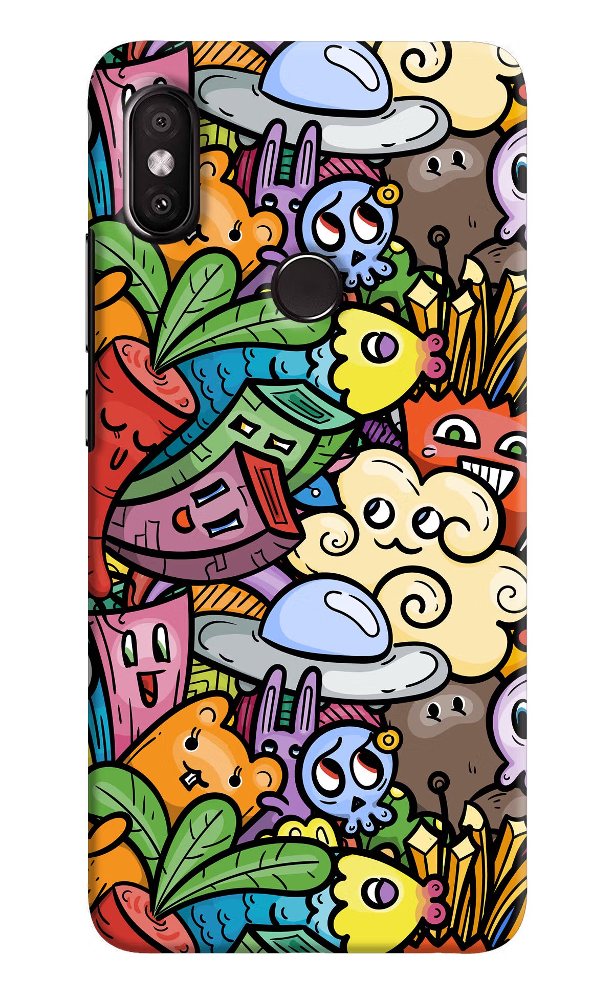 Veggie Doodle Redmi Y2 Back Cover - Veggie Doodle Redmi Y2 Hard Case Back Cover by Casekaro Veggie Doodle Redmi Y2 Hard Case Back Cover by Casekaro