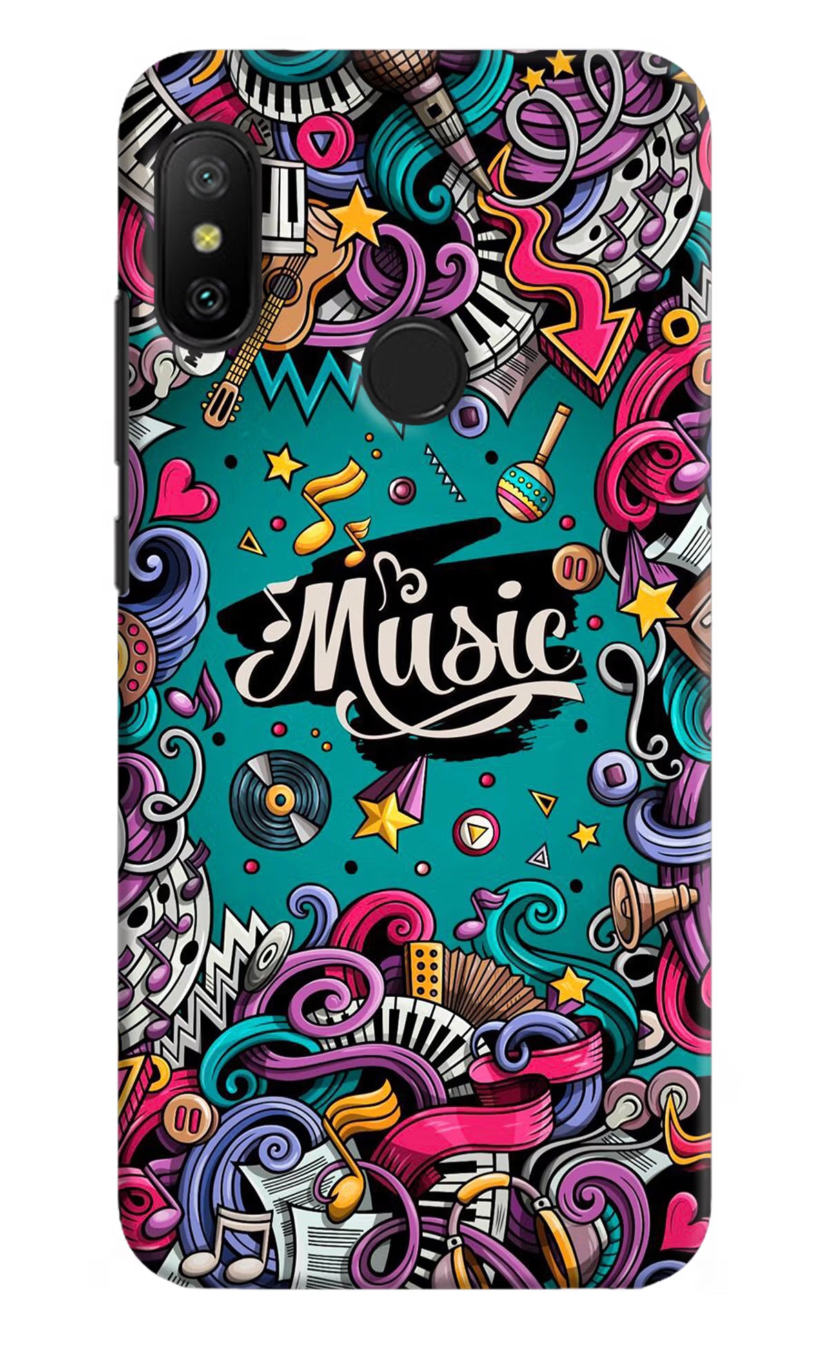 Music Graffiti Redmi 6 Pro Back Cover - Music Graffiti Redmi 6 Pro Hard Case Back Cover by Casekaro Music Graffiti Redmi 6 Pro Hard Case Back Cover by Casekaro