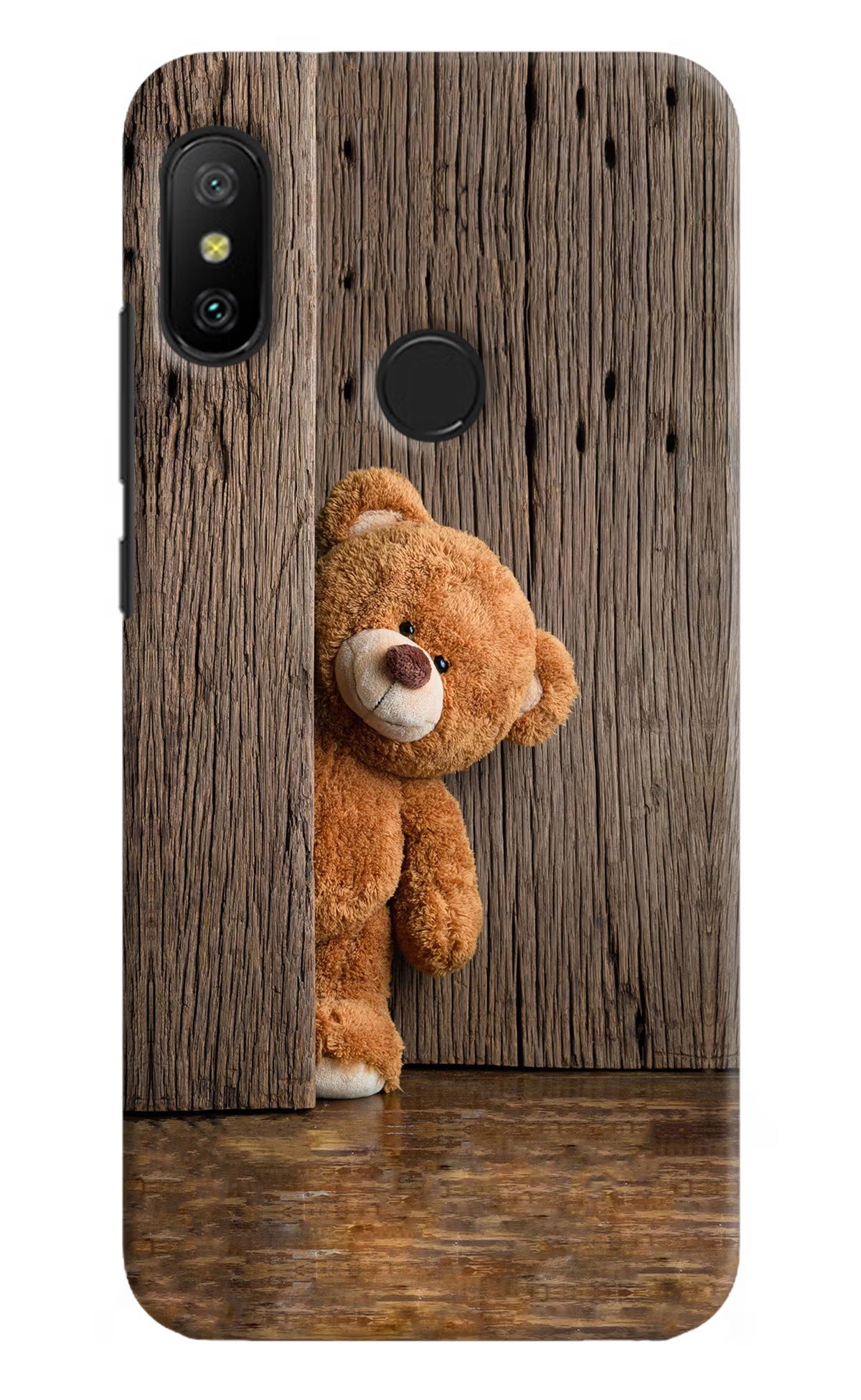 Teddy Wooden Redmi 6 Pro Back Cover - Teddy Wooden Redmi 6 Pro Hard Case Back Cover by Casekaro Teddy Wooden Redmi 6 Pro Hard Case Back Cover by Casekaro