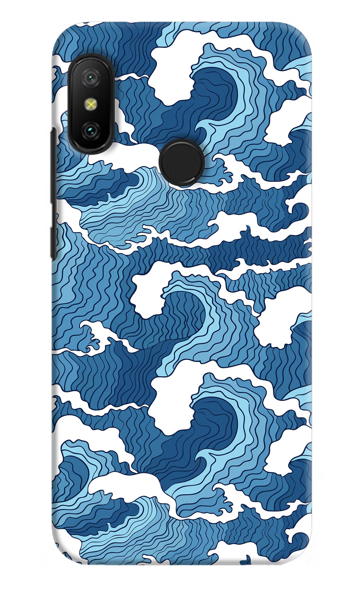 Blue Waves Redmi 6 Pro Back Cover - Blue Waves Redmi 6 Pro Hard Case Back Cover by Casekaro Blue Waves Redmi 6 Pro Hard Case Back Cover by Casekaro