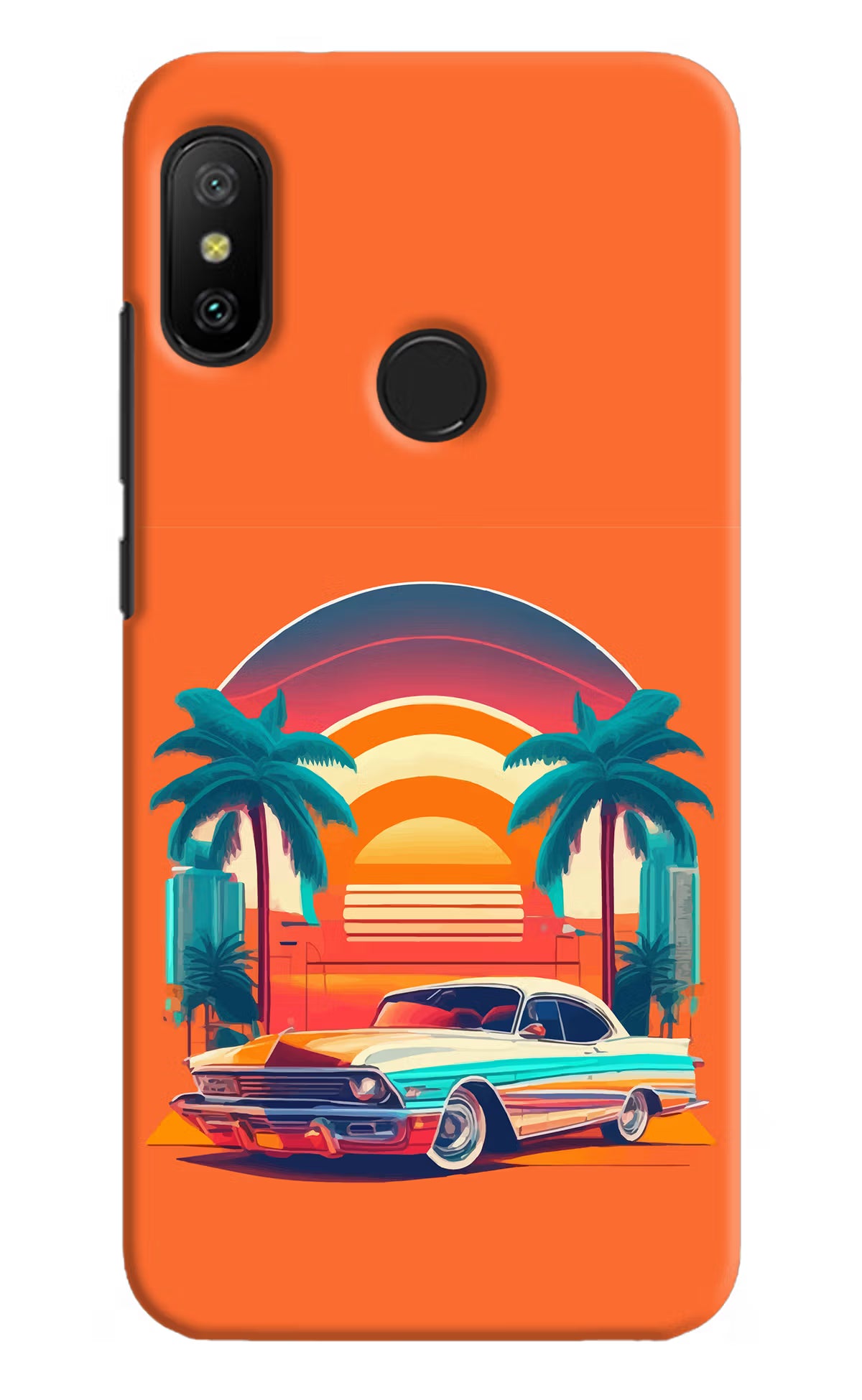 Palm Drive 80s Redmi 6 Pro Back Cover - Palm Drive 80s Redmi 6 Pro Hard Case Back Cover by Casekaro Palm Drive 80s Redmi 6 Pro Hard Case Back Cover by Casekaro