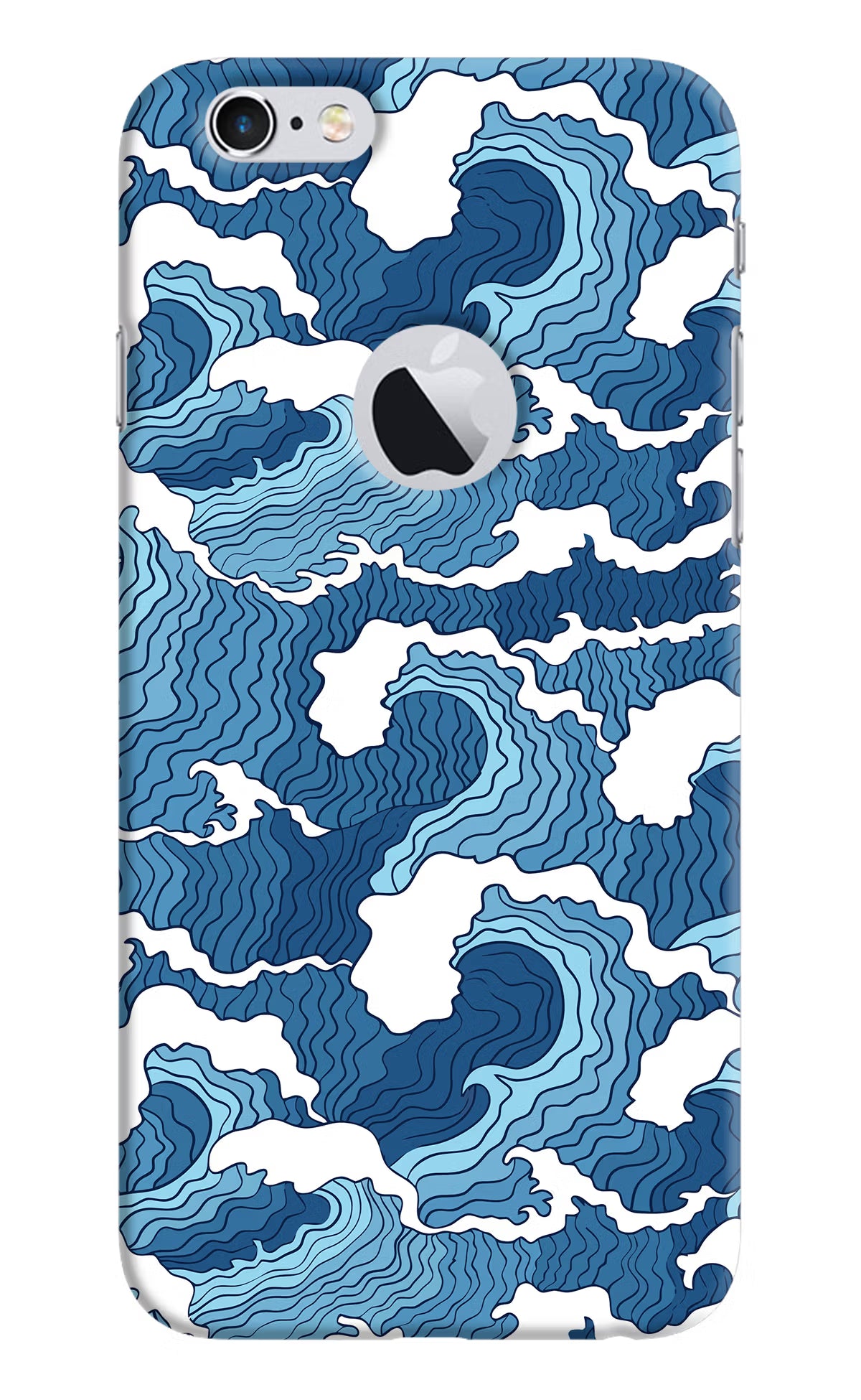 Blue Waves iPhone 6 Logocut Back Cover - Blue Waves iPhone 6 Logocut Hard Case Back Cover by Casekaro Blue Waves iPhone 6 Logocut Hard Case Back Cover by Casekaro