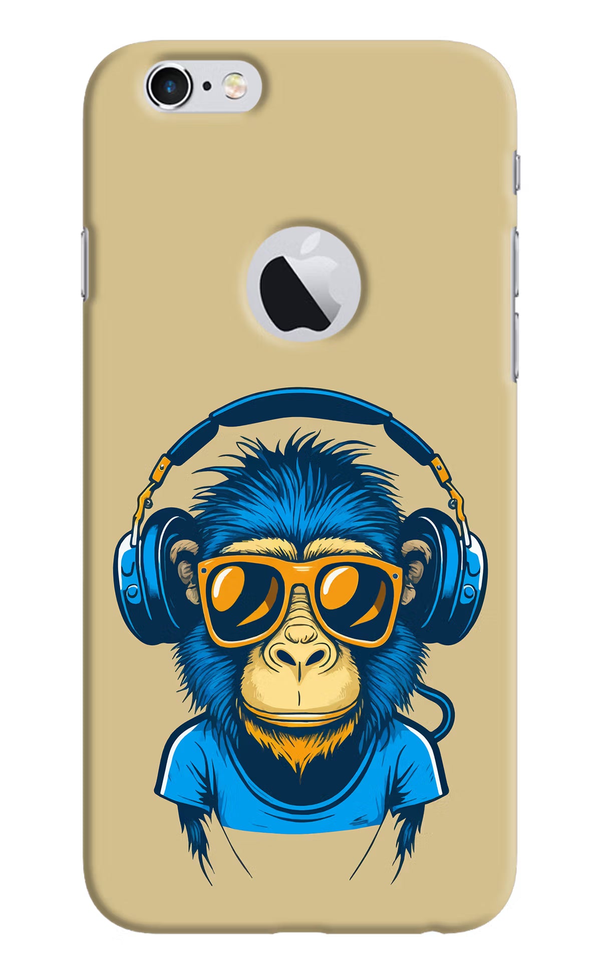 Monkey Headphone iPhone 6 Logocut Back Cover - Monkey Headphone iPhone 6 Logocut Hard Case Back Cover by Casekaro Monkey Headphone iPhone 6 Logocut Hard Case Back Cover by Casekaro
