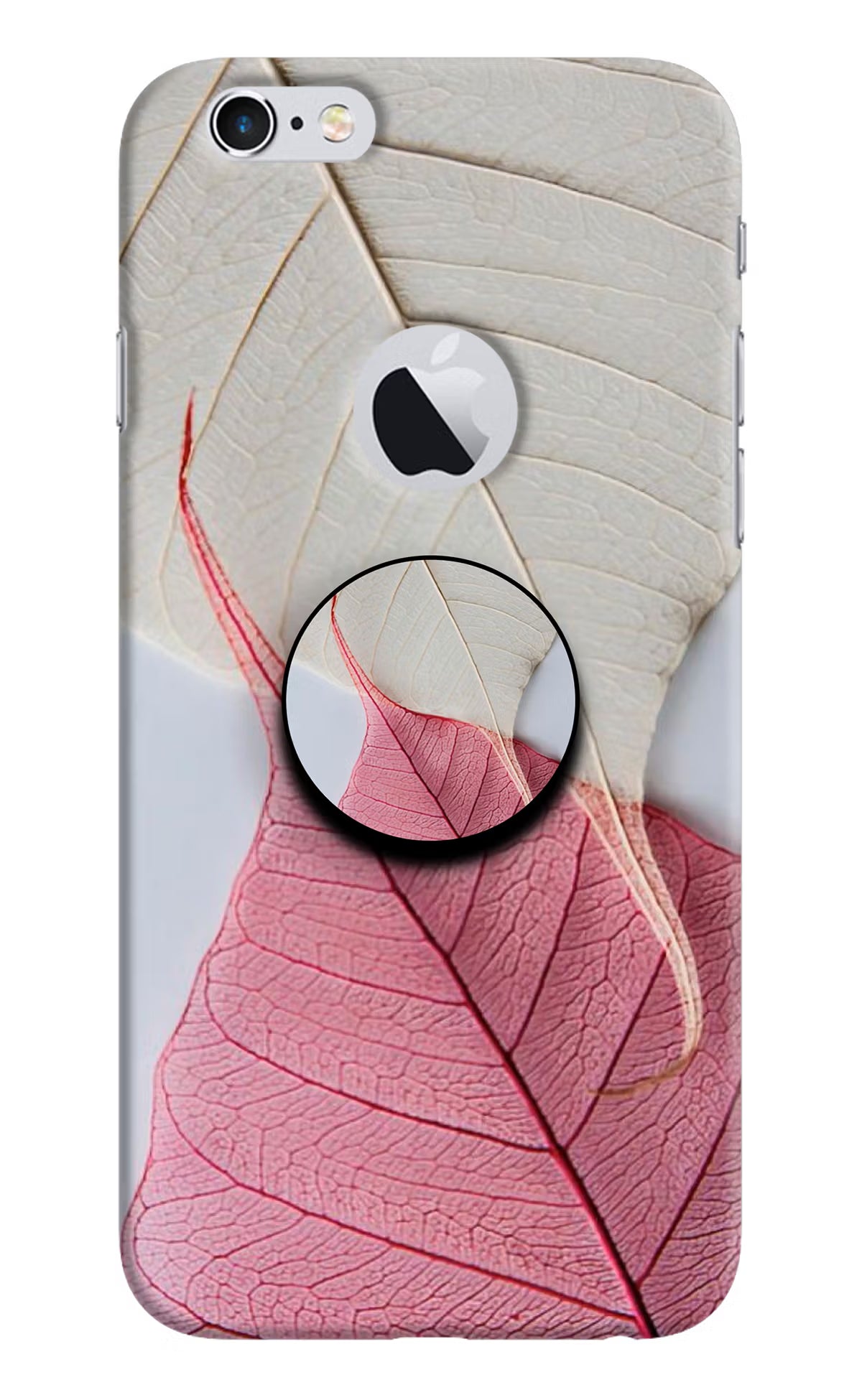 White Pink Leaf iPhone 6 Logocut Pop Case - White Pink Leaf iPhone 6 Logocut Pop Case by Casekaro White Pink Leaf iPhone 6 Logocut Pop Case by Casekaro