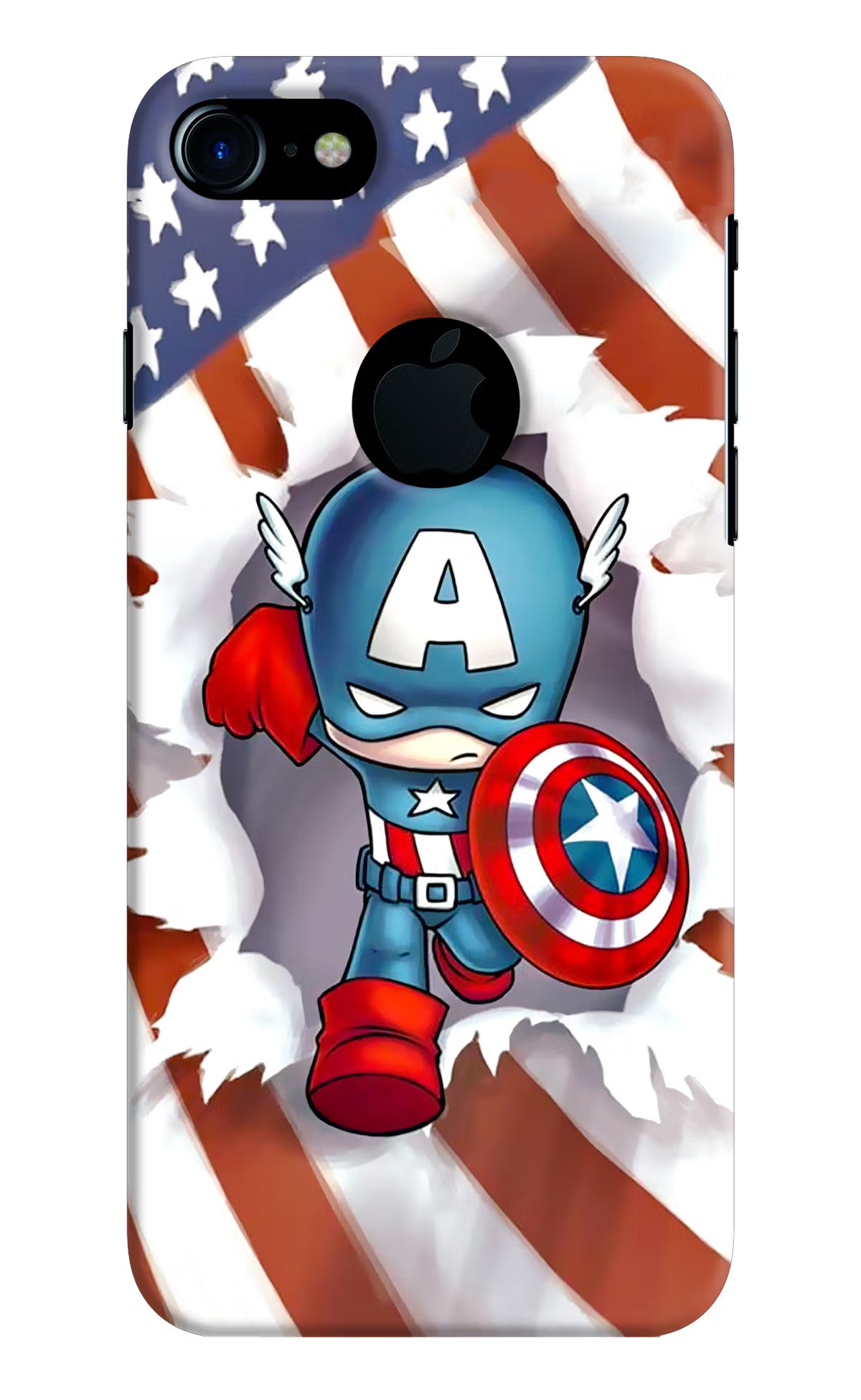 Captain America iPhone 7 Logocut Back Cover - Captain America iPhone 7 Logocut Hard Case Back Cover by Casekaro Captain America iPhone 7 Logocut Hard Case Back Cover by Casekaro