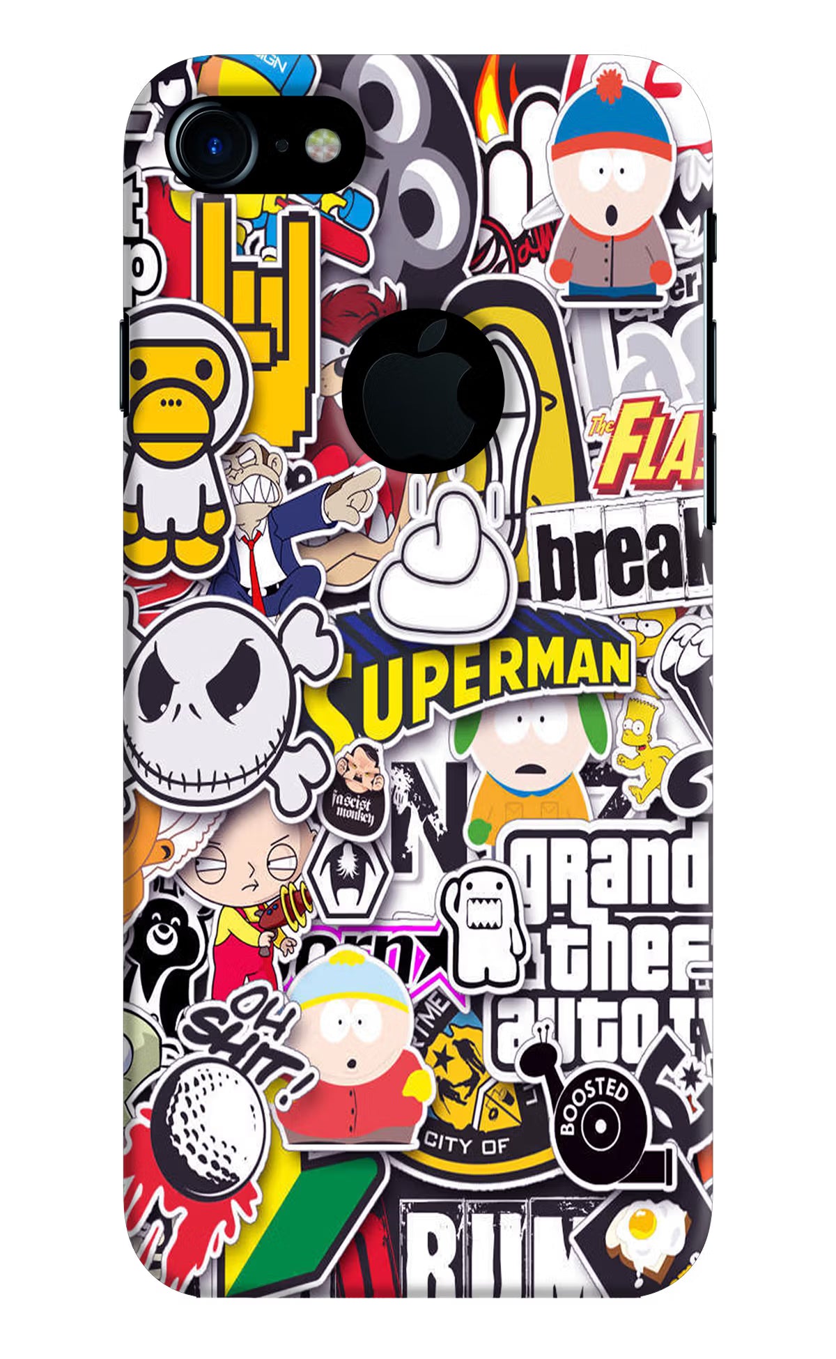 Sticker Bomb iPhone 7 Logocut Back Cover - Sticker Bomb iPhone 7 Logocut Hard Case Back Cover by Casekaro Sticker Bomb iPhone 7 Logocut Hard Case Back Cover by Casekaro