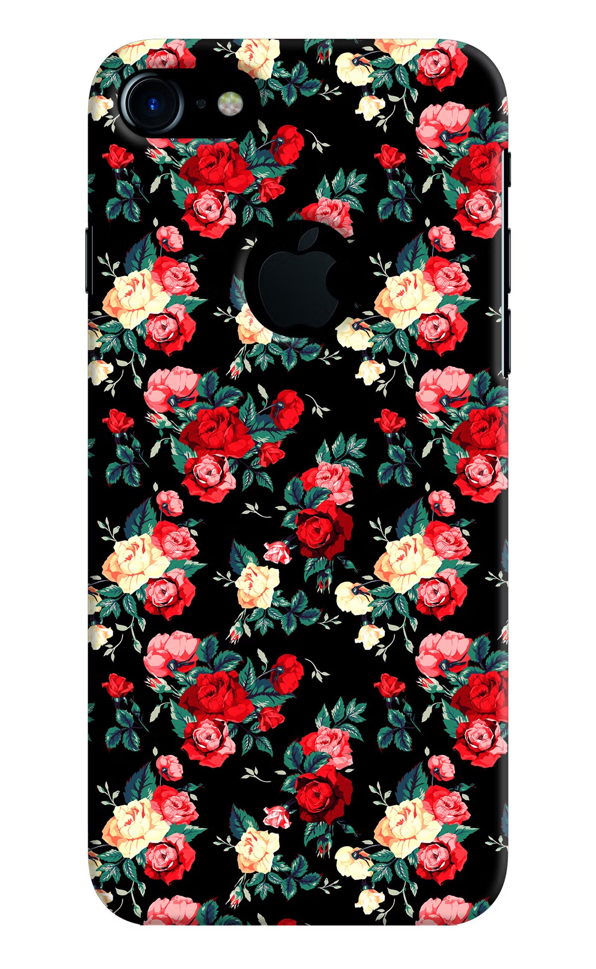Rose Pattern iPhone 7 Logocut Back Cover - Rose Pattern iPhone 7 Logocut Hard Case Back Cover by Casekaro Rose Pattern iPhone 7 Logocut Hard Case Back Cover by Casekaro