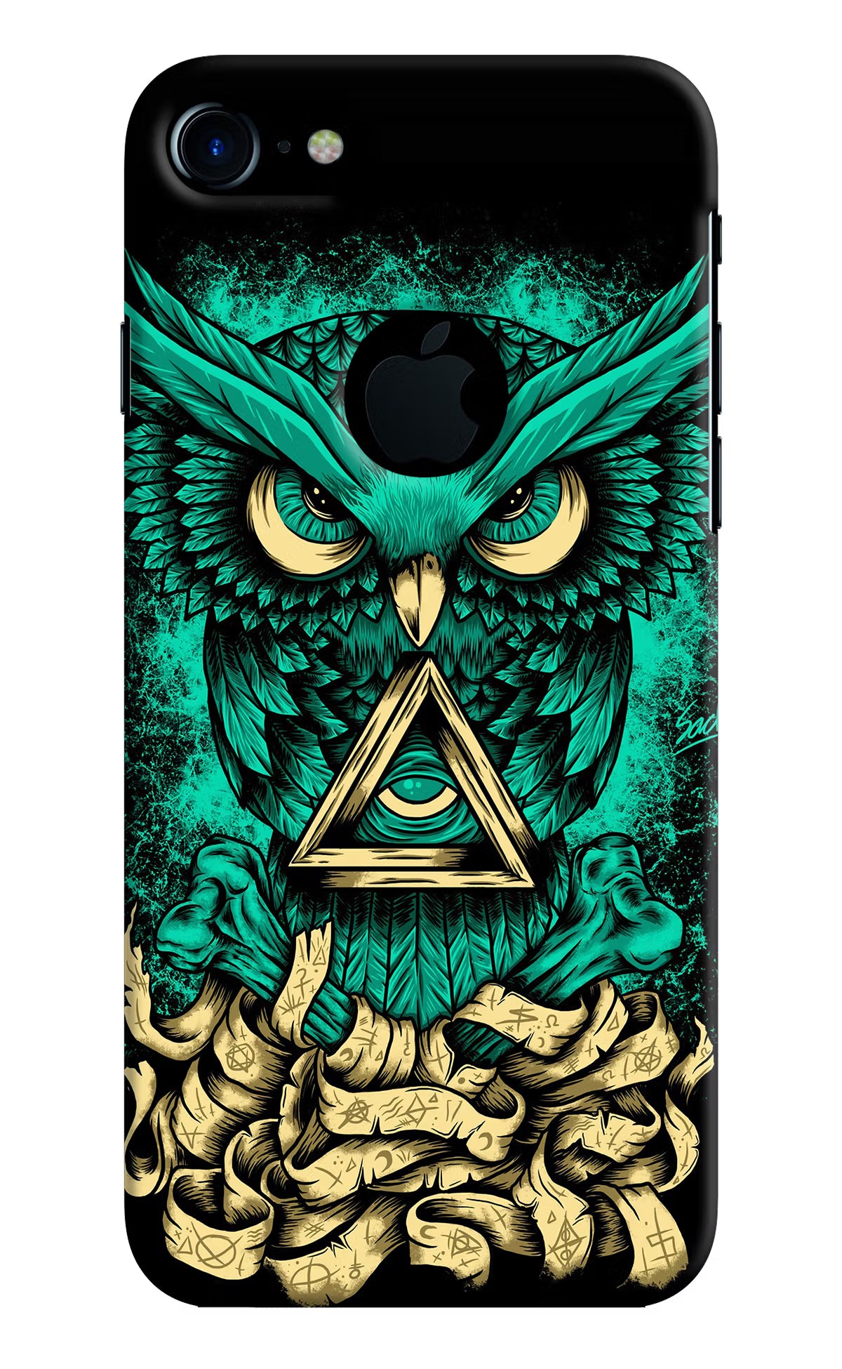 Green Owl iPhone 7 Logocut Back Cover - Green Owl iPhone 7 Logocut Hard Case Back Cover by Casekaro Green Owl iPhone 7 Logocut Hard Case Back Cover by Casekaro