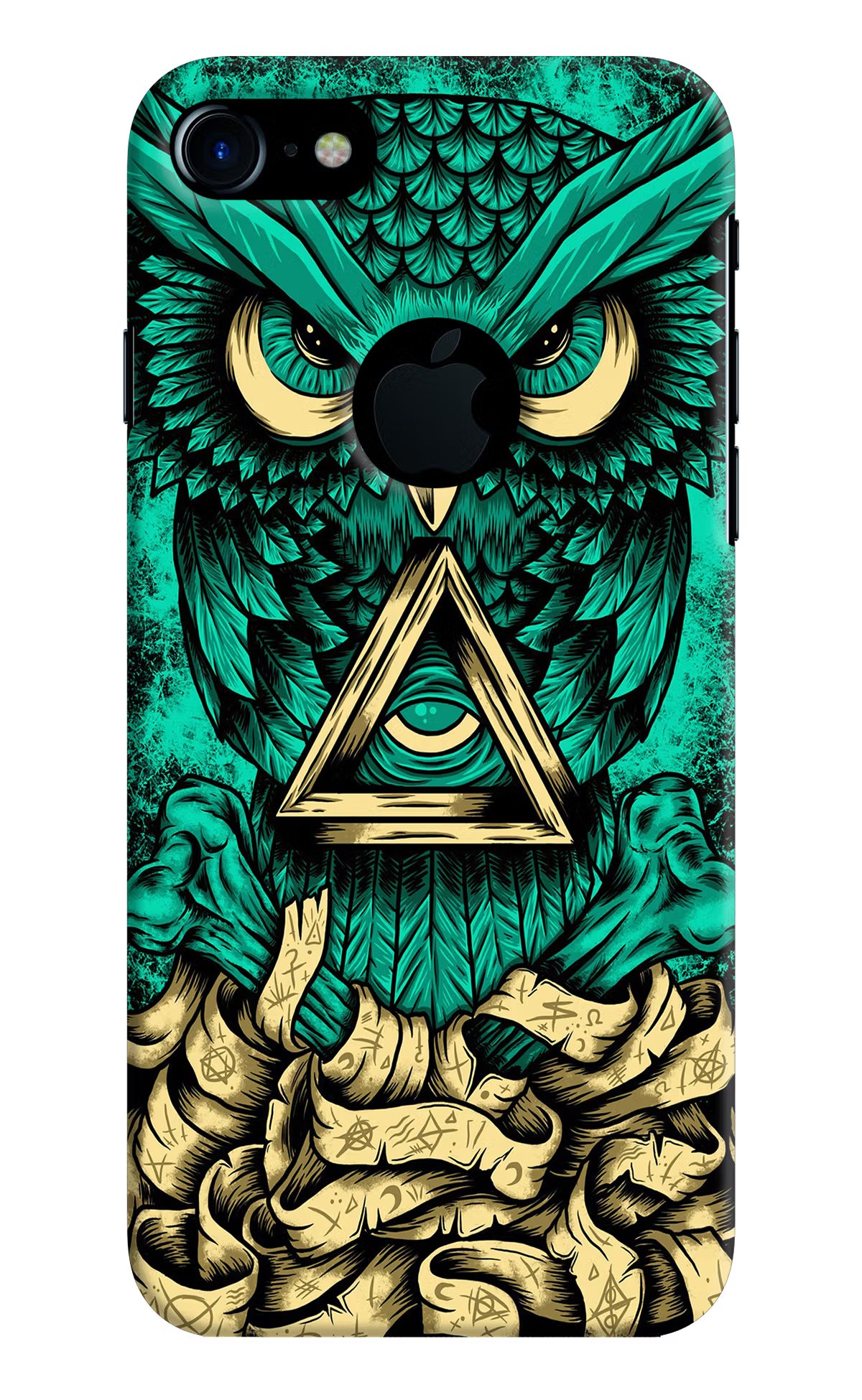 Green Owl iPhone 7 Logocut Back Cover - Green Owl iPhone 7 Logocut Hard Case Back Cover by Casekaro Green Owl iPhone 7 Logocut Hard Case Back Cover by Casekaro