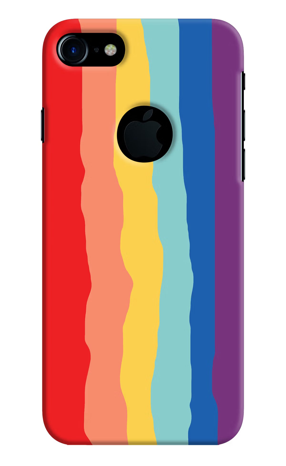 Rainbow iPhone 7 Logocut Back Cover - Rainbow iPhone 7 Logocut Hard Case Back Cover by Casekaro Rainbow iPhone 7 Logocut Hard Case Back Cover by Casekaro