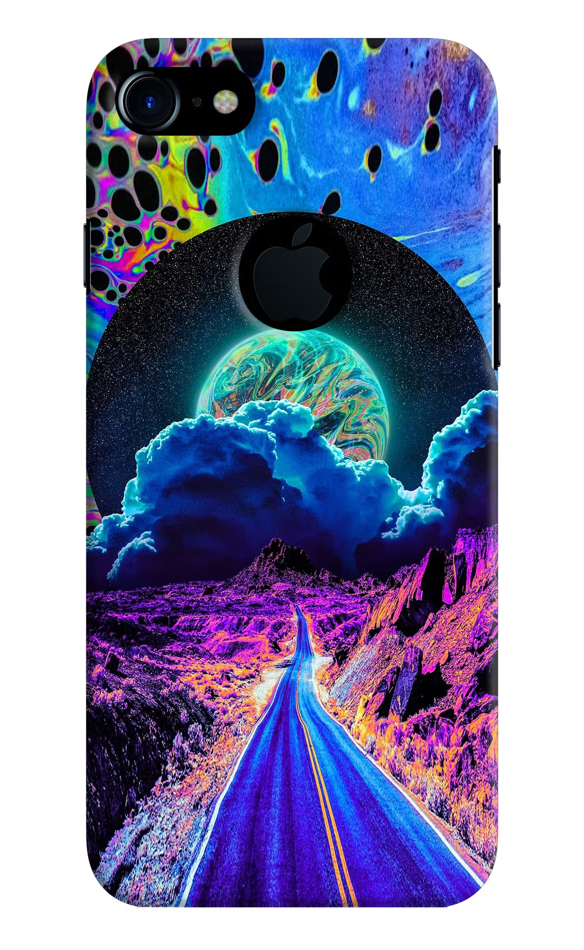 Psychedelic Painting iPhone 7 Logocut Back Cover - Psychedelic Painting iPhone 7 Logocut Hard Case Back Cover by Casekaro Psychedelic Painting iPhone 7 Logocut Hard Case Back Cover by Casekaro