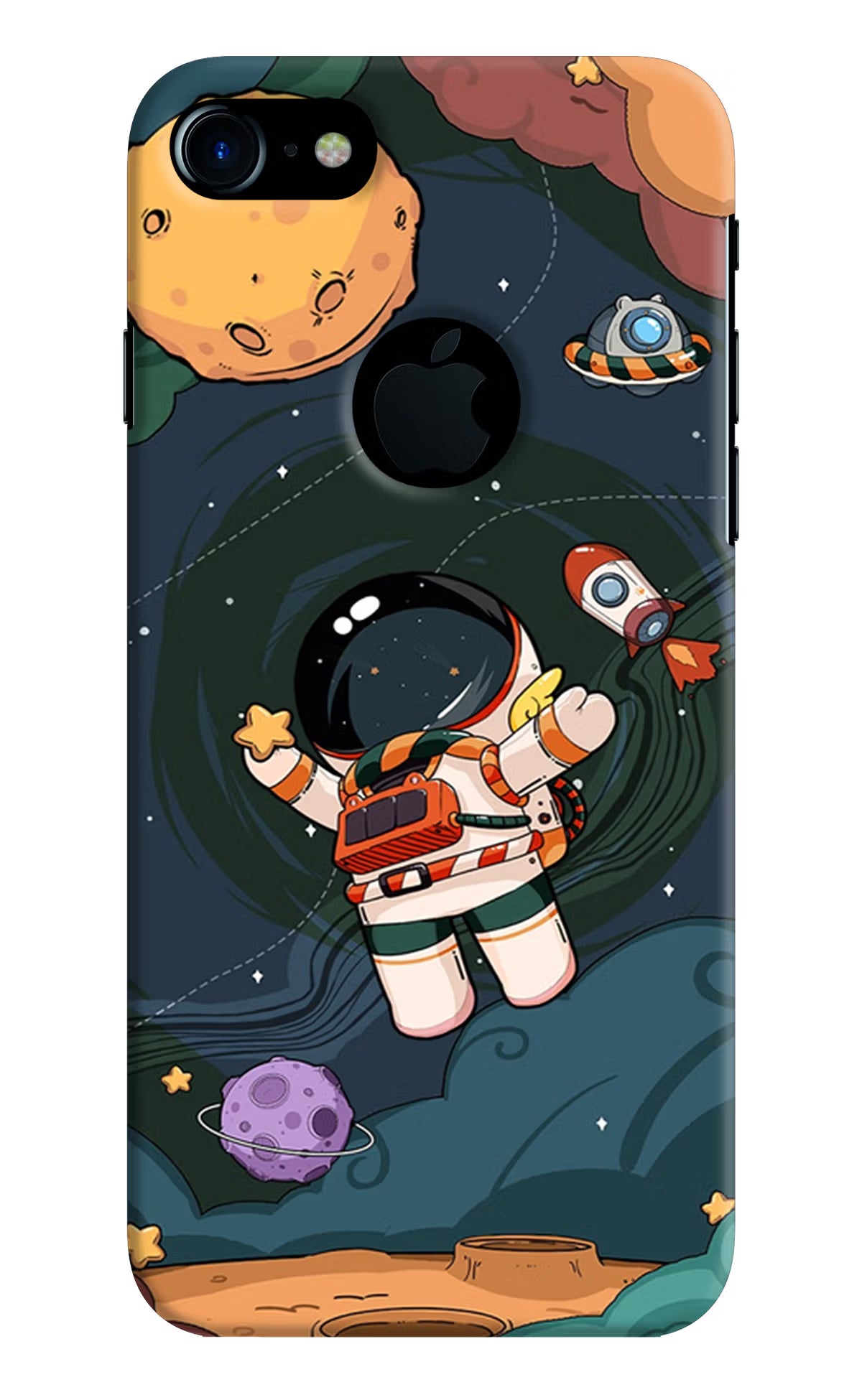 Cartoon Astronaut iPhone 7 Logocut Back Cover - Cartoon Astronaut iPhone 7 Logocut Hard Case Back Cover by Casekaro Cartoon Astronaut iPhone 7 Logocut Hard Case Back Cover by Casekaro
