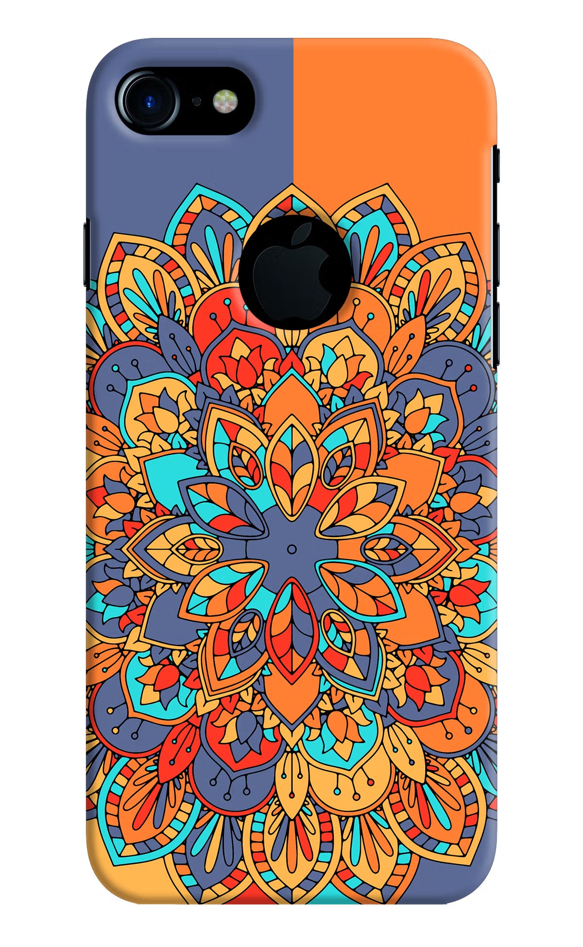 Color Mandala iPhone 7 Logocut Back Cover - Color Mandala iPhone 7 Logocut Hard Case Back Cover by Casekaro Color Mandala iPhone 7 Logocut Hard Case Back Cover by Casekaro