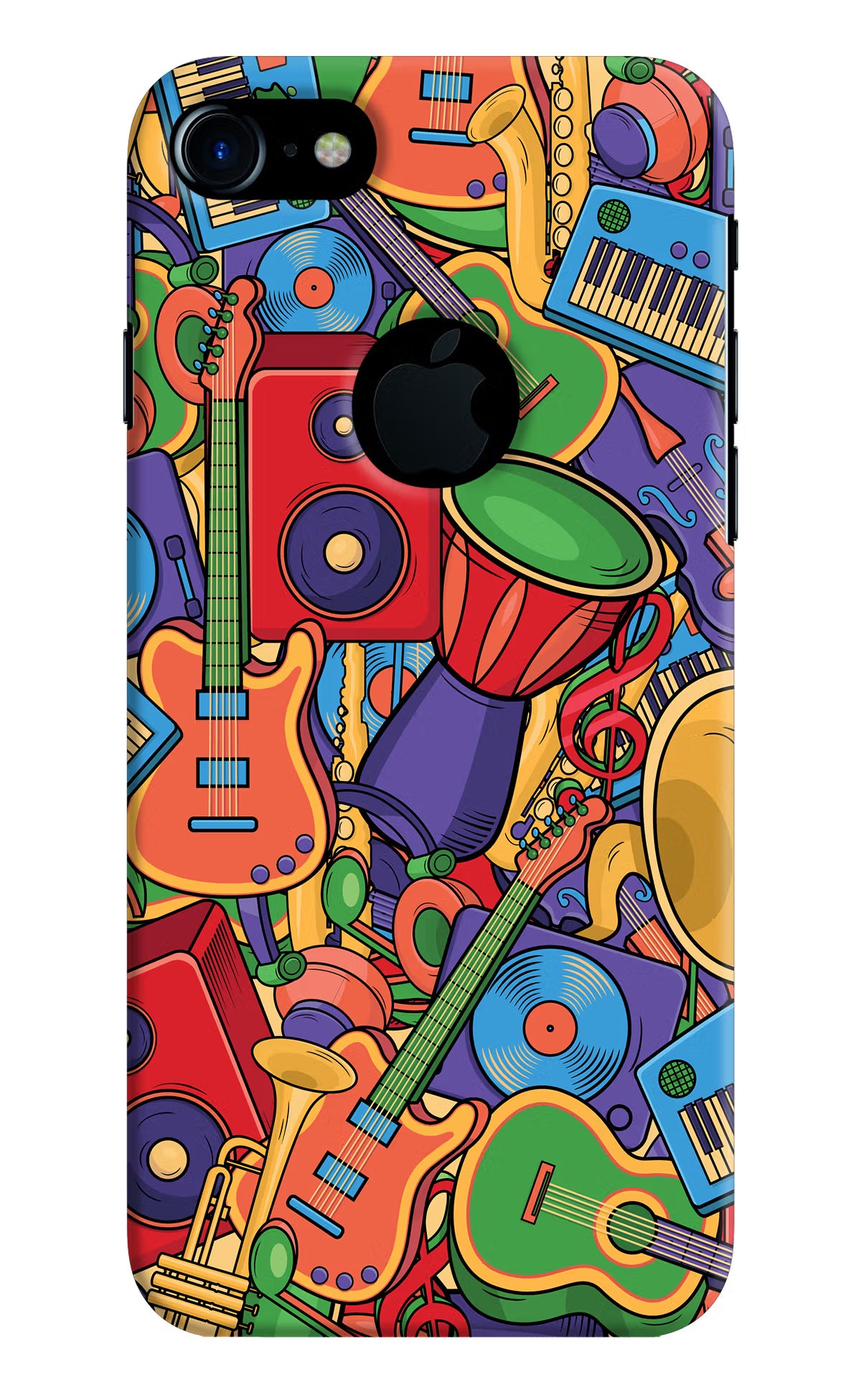 Music Instrument Doodle iPhone 7 Logocut Back Cover - Music Instrument Doodle iPhone 7 Logocut Hard Case Back Cover by Casekaro Music Instrument Doodle iPhone 7 Logocut Hard Case Back Cover by Casekaro