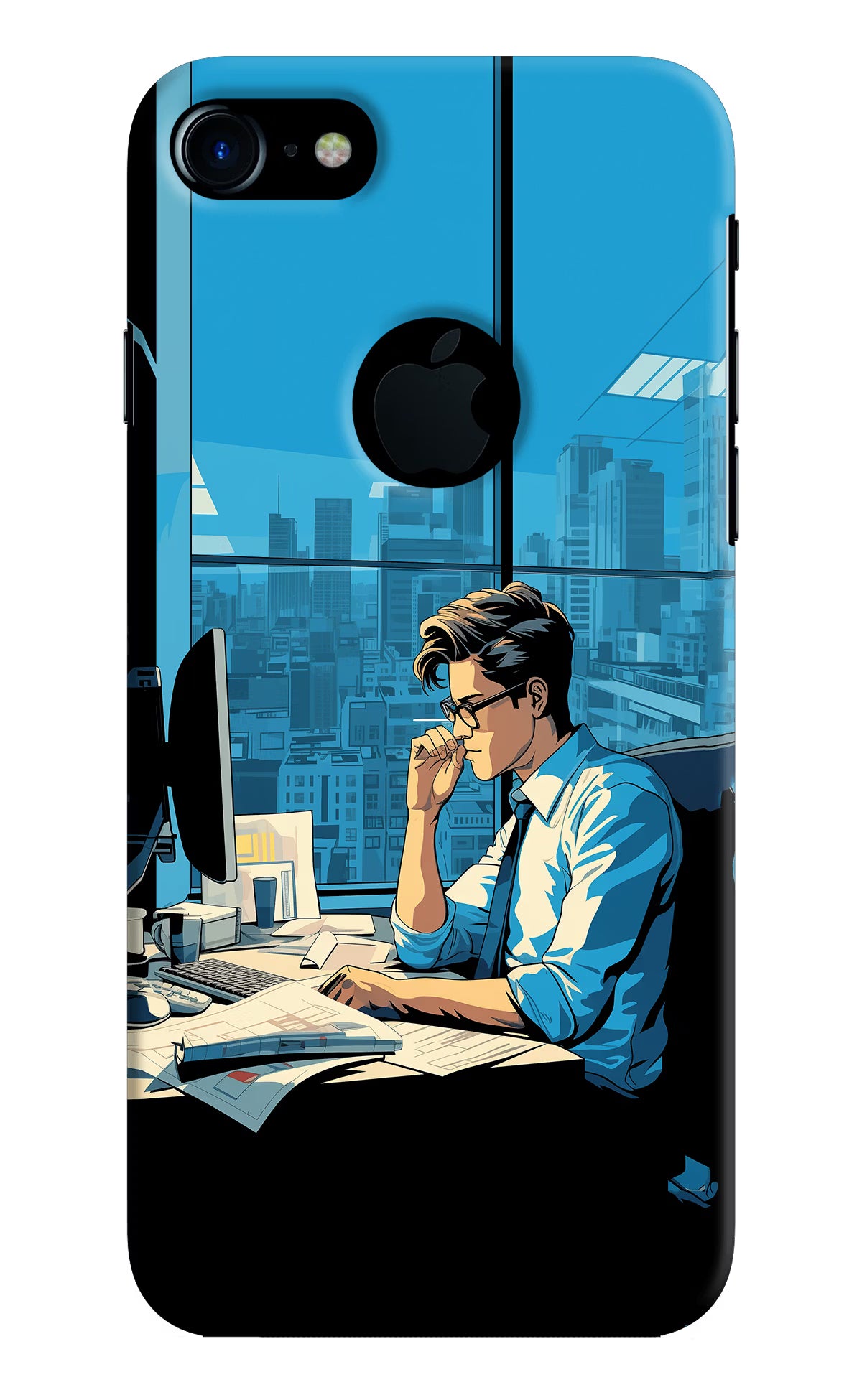 Focused Hustler (AI Generated) iPhone 7 Logocut Back Cover - Focused Hustler (AI Generated) iPhone 7 Logocut Hard Case Back Cover by Casekaro Focused Hustler (AI Generated) iPhone 7 Logocut Hard Case Back Cover by Casekaro