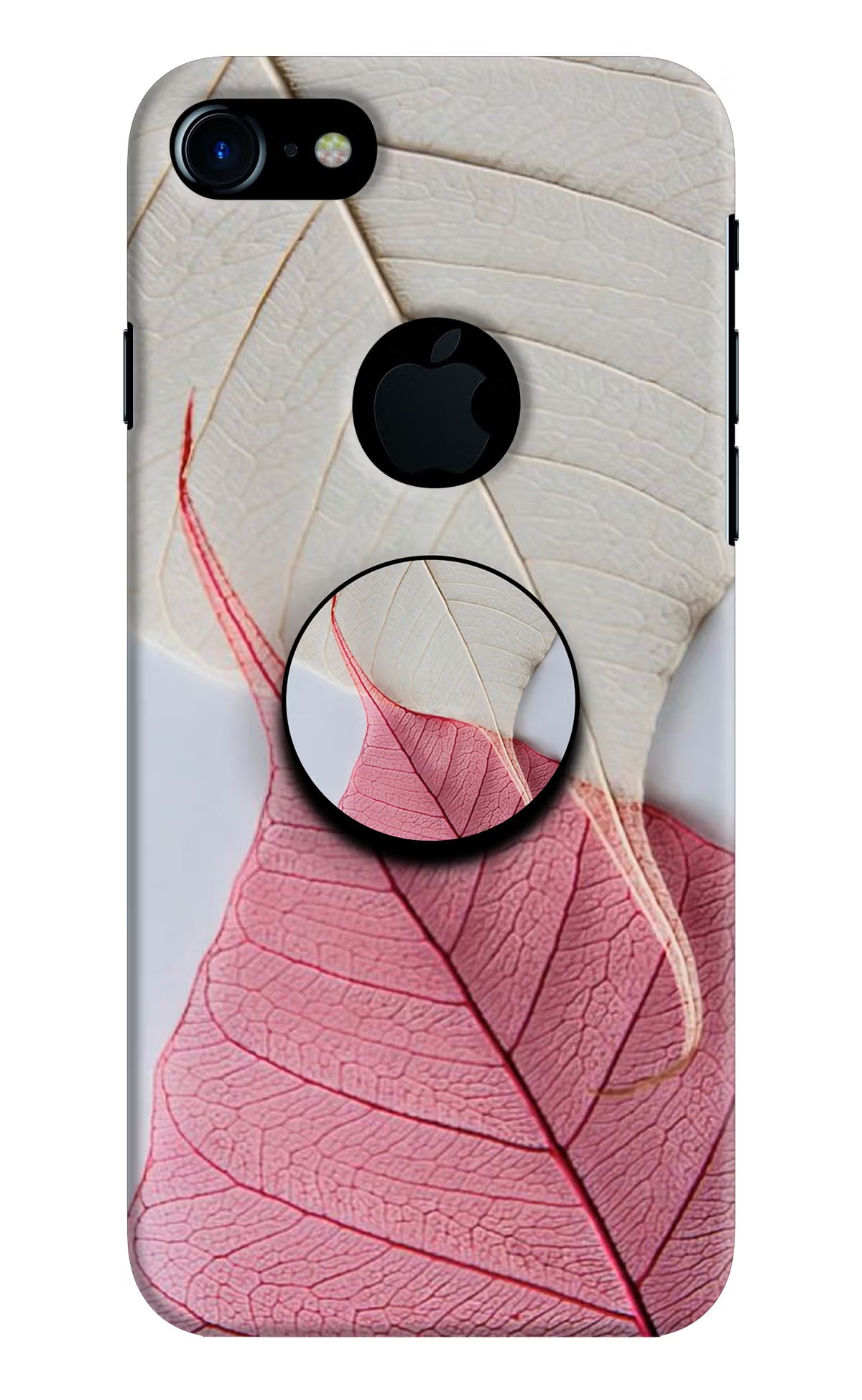 White Pink Leaf iPhone 7 Logocut Pop Case - White Pink Leaf iPhone 7 Logocut Pop Case by Casekaro White Pink Leaf iPhone 7 Logocut Pop Case by Casekaro
