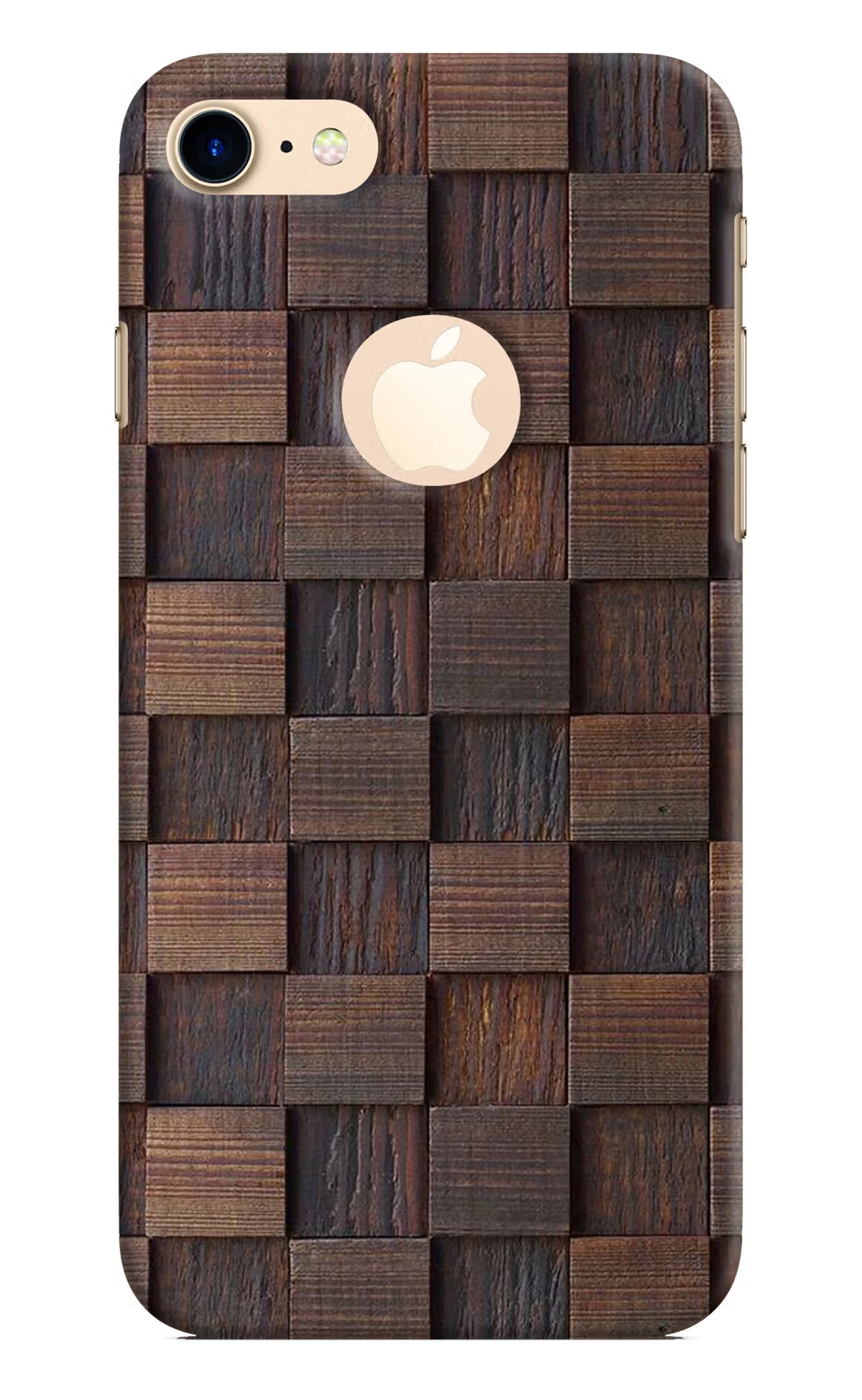 Wooden Cube Design iPhone 8 Logocut Back Cover - Wooden Cube Design iPhone 8 Logocut Hard Case Back Cover by Casekaro Wooden Cube Design iPhone 8 Logocut Hard Case Back Cover by Casekaro