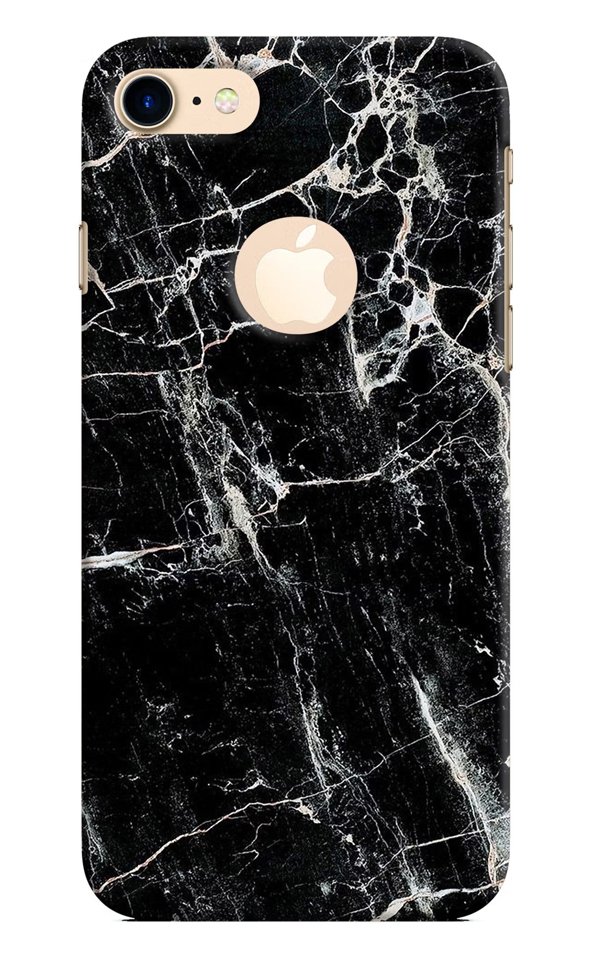 Black Marble Texture iPhone 8 Logocut Back Cover - Black Marble Texture iPhone 8 Logocut Hard Case Back Cover by Casekaro Black Marble Texture iPhone 8 Logocut Hard Case Back Cover by Casekaro