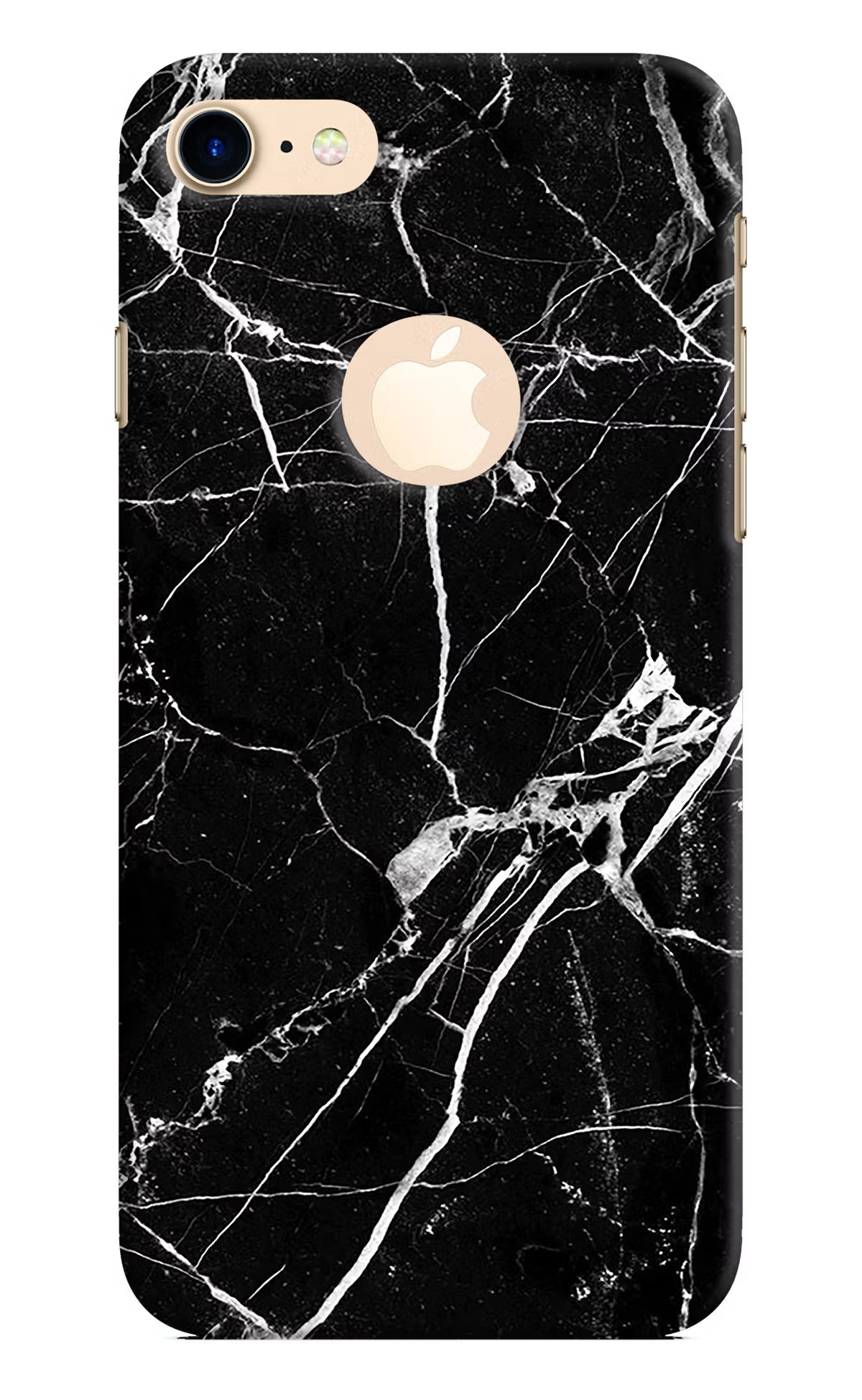 Black Marble Pattern iPhone 8 Logocut Back Cover - Black Marble Pattern iPhone 8 Logocut Hard Case Back Cover by Casekaro Black Marble Pattern iPhone 8 Logocut Hard Case Back Cover by Casekaro
