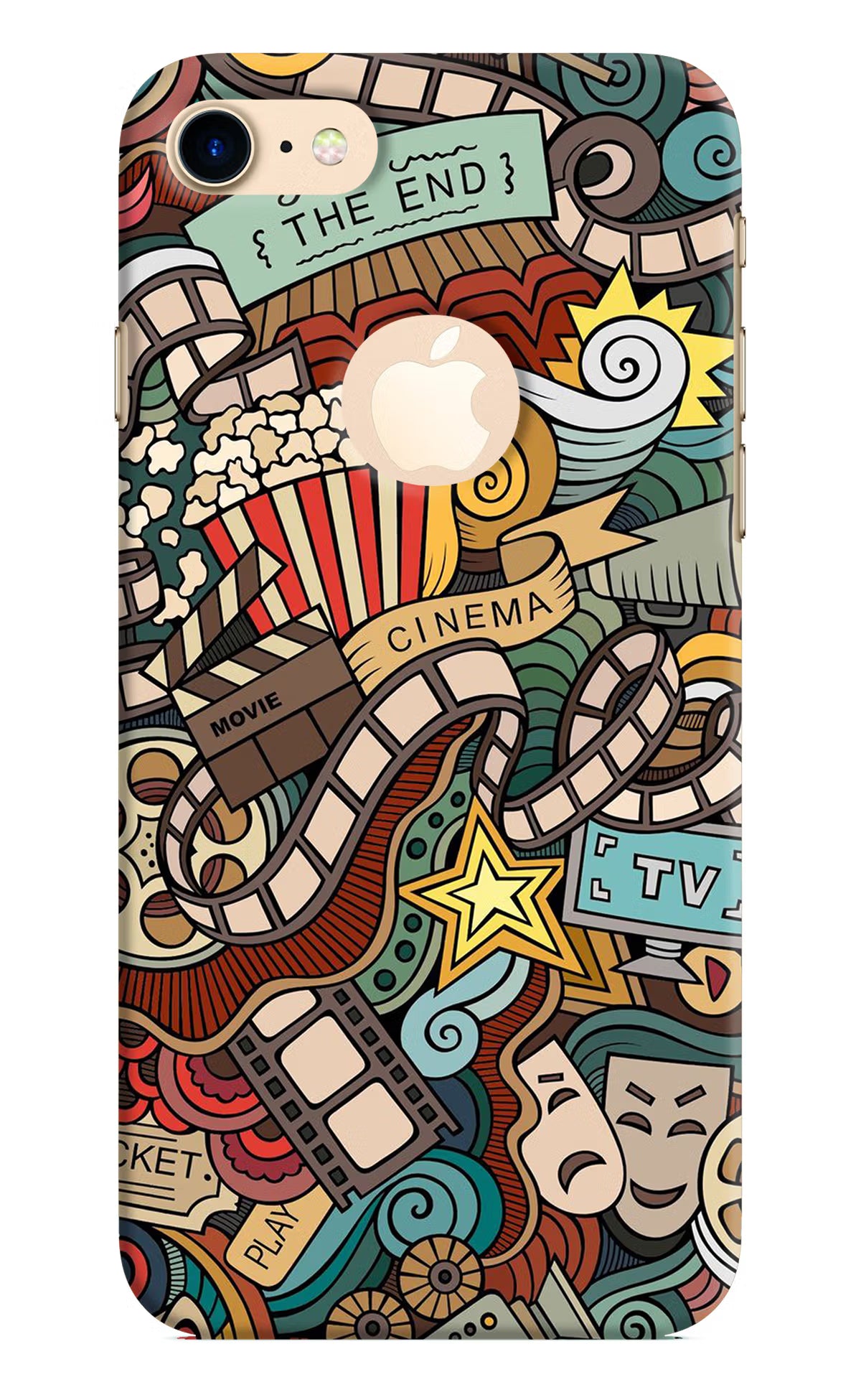 Cinema Abstract iPhone 8 Logocut Back Cover - Cinema Abstract iPhone 8 Logocut Hard Case Back Cover by Casekaro Cinema Abstract iPhone 8 Logocut Hard Case Back Cover by Casekaro